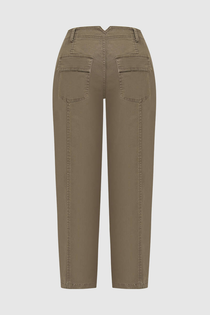 🔥 Last Day For Clearance！ !10 packs only $32!Solid Stitch Detail Mid Waist Barrel Leg Pants Without Belt