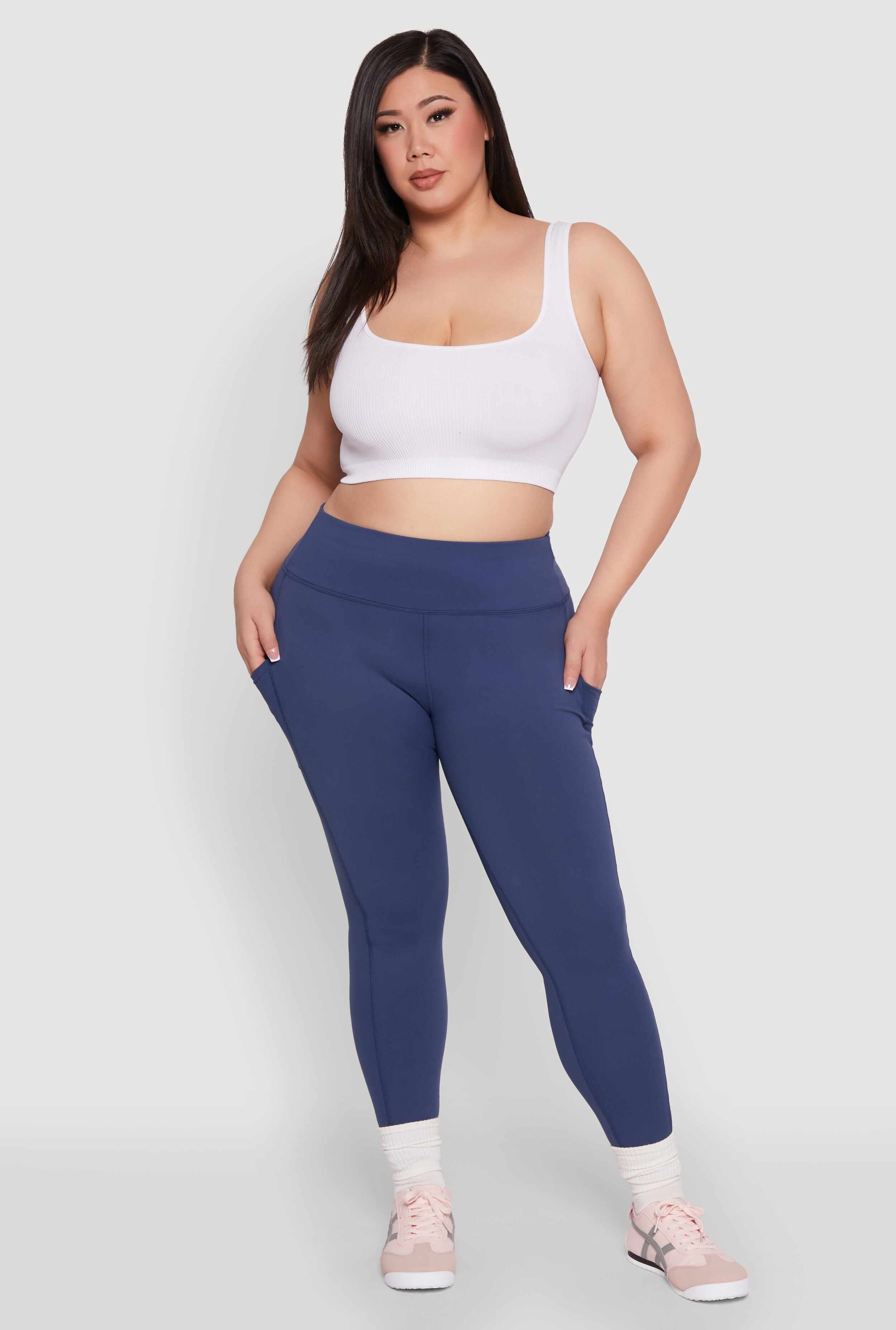 Plus Size Snatched High Waisted Cell Phone Pocket Leggings
