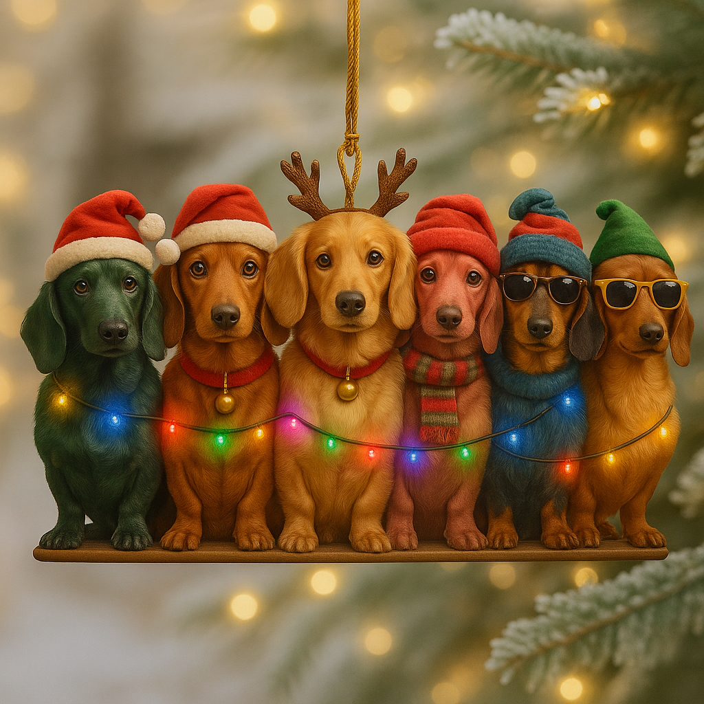 Cute Dachshund Christmas Ornament