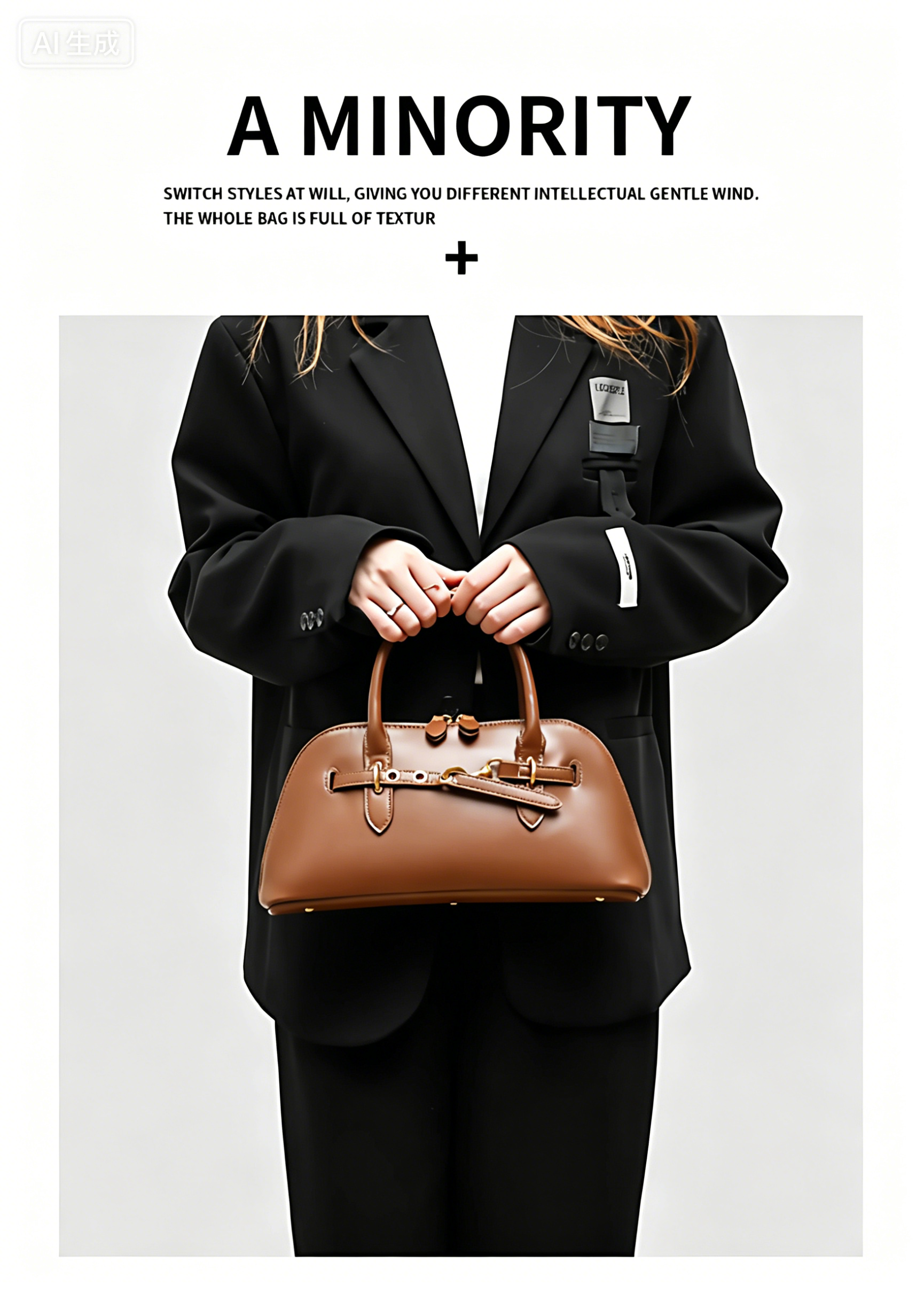 Fashionable bag with classic  design cowhide leather