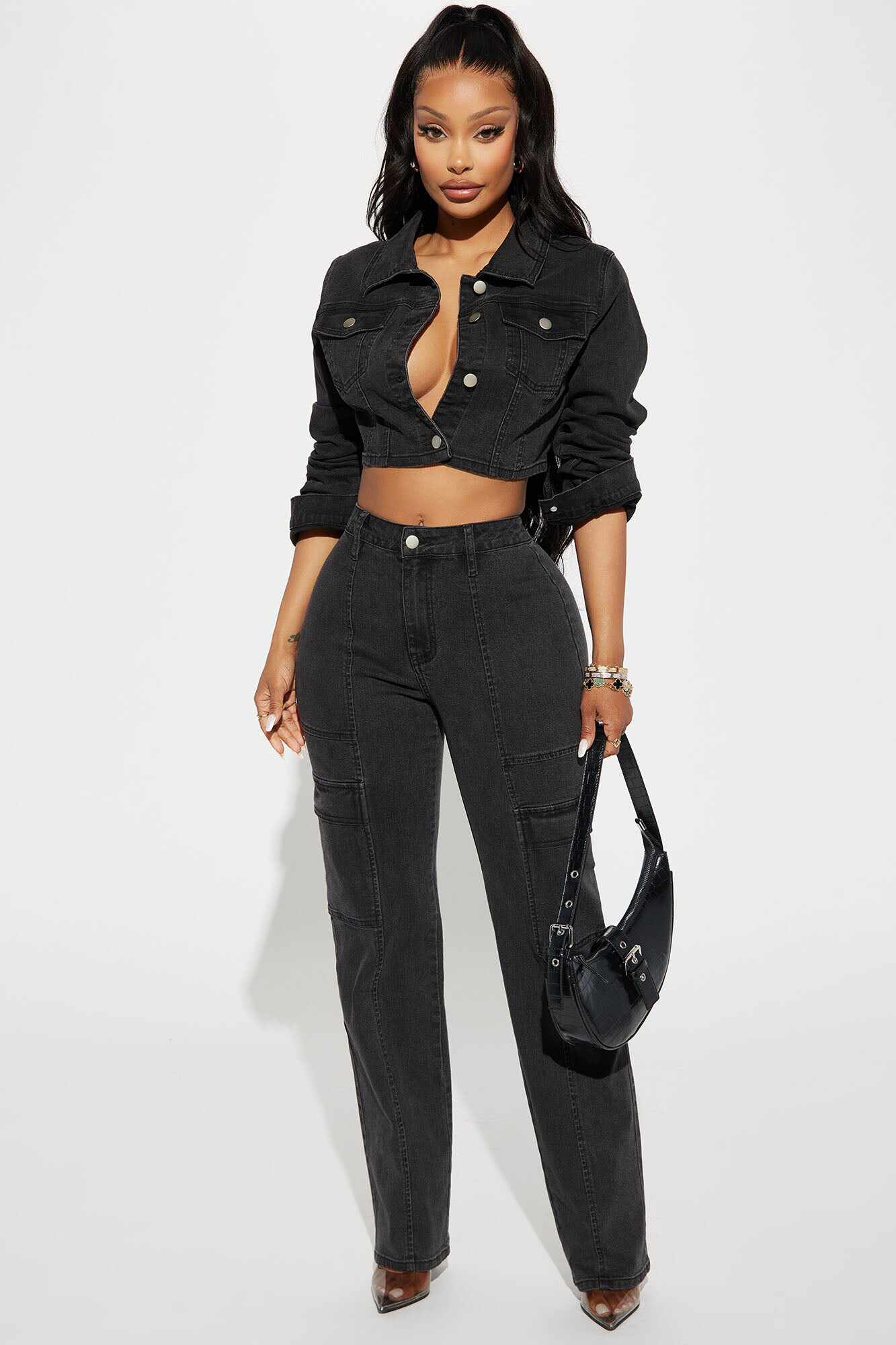 Non Disclosure Stretch Straight Leg Jeans - Black Wash