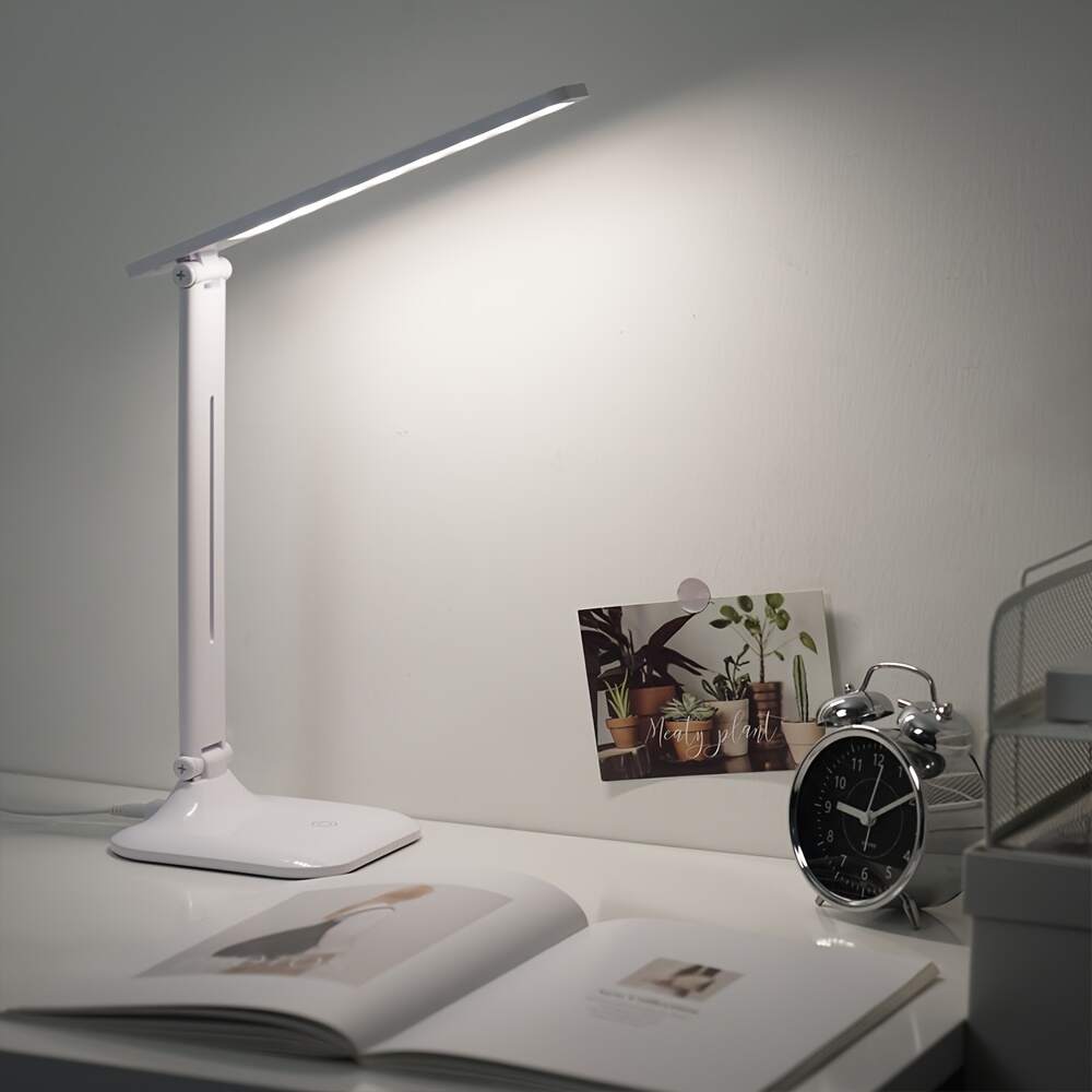 Modern LED Desk Lamp with Touch Control, USB Powered, Adjustable Brightness, Eye-Caring Anti-Blue Light, Polished Finish for Reading & Study, Ergonomic Design for Comfortable Use, Study Desk Lamp | Modern Desk Lamp | Plastic Construction