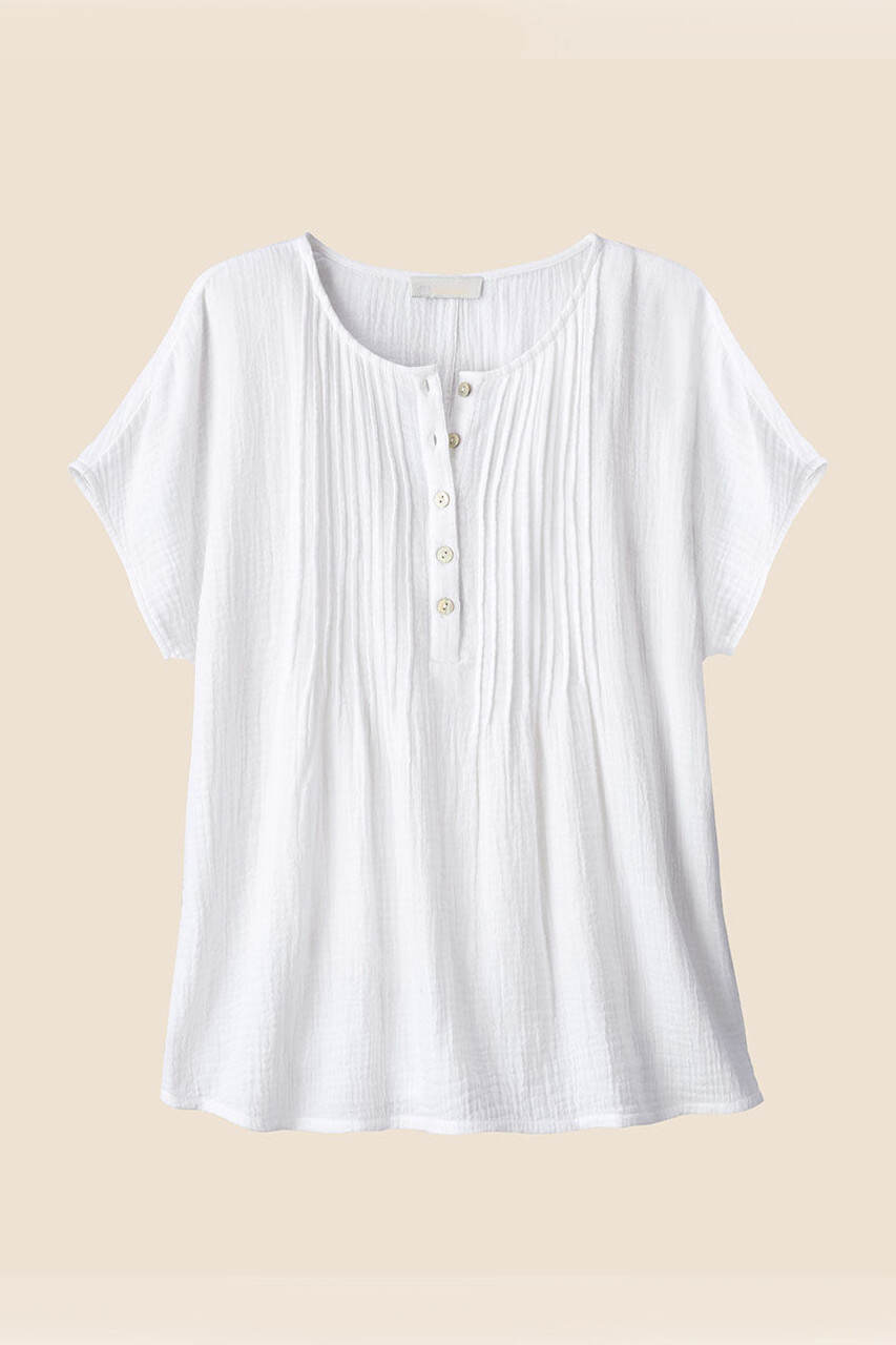 Summer Breeze Gauze Pintuck Top