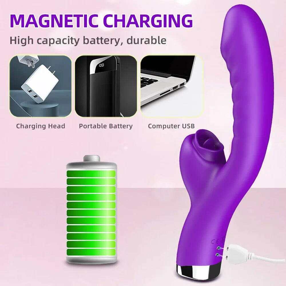 2-in-1 Licking Clitoris & G-Spot Vibrator for Women