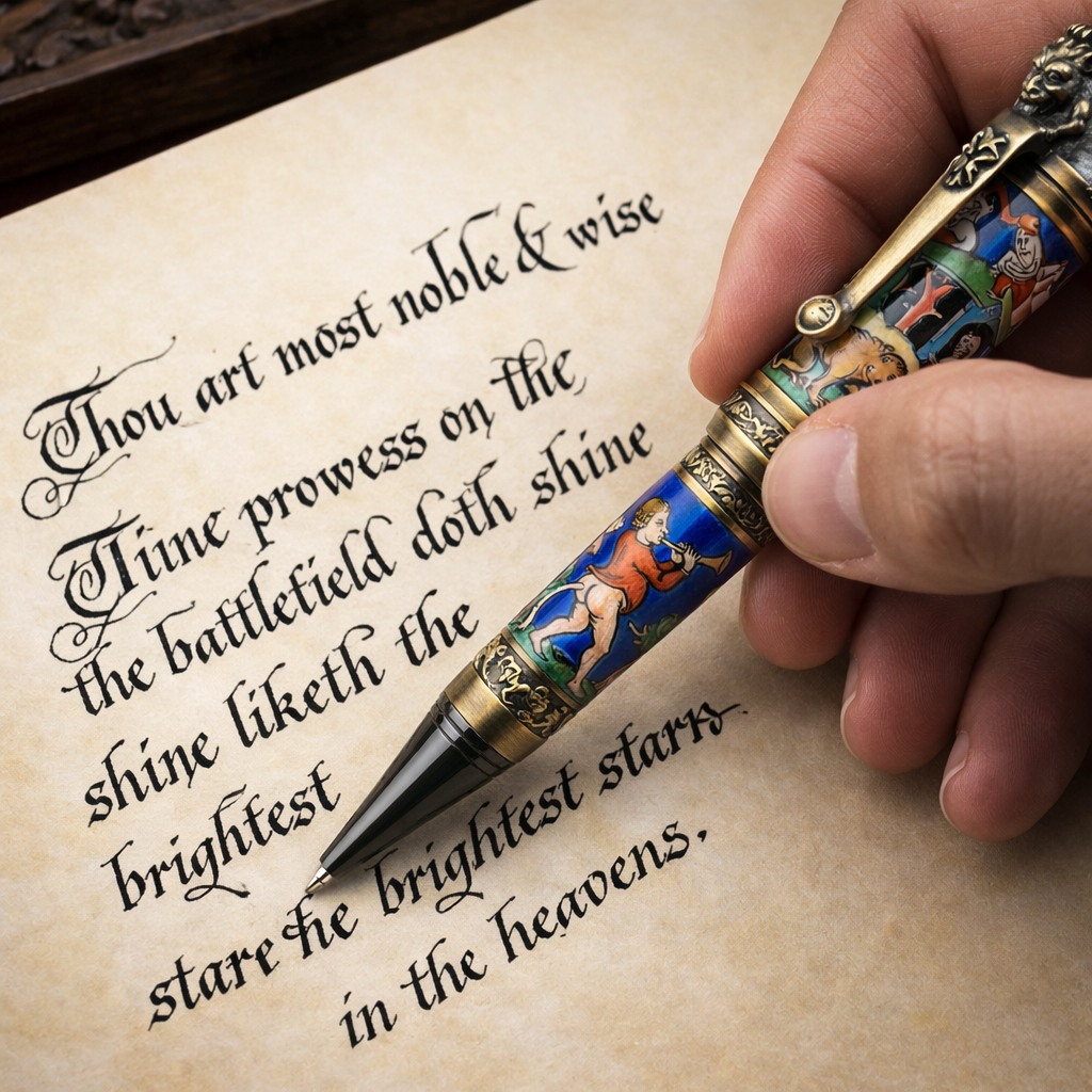 Medieval Satire Manuscript Pen