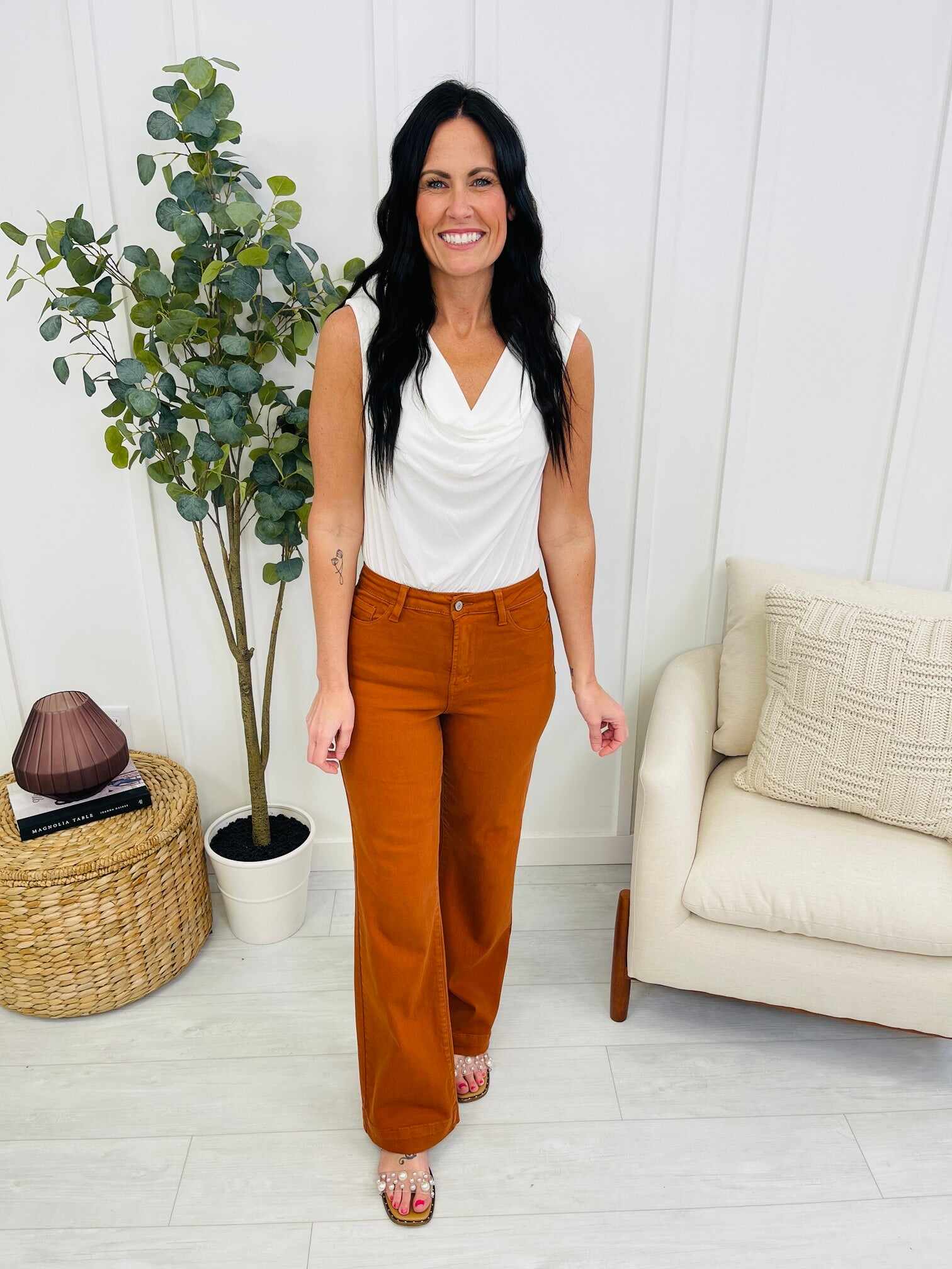 REG/CURVY Orange You Sweet Garment Dyed Wide Leg