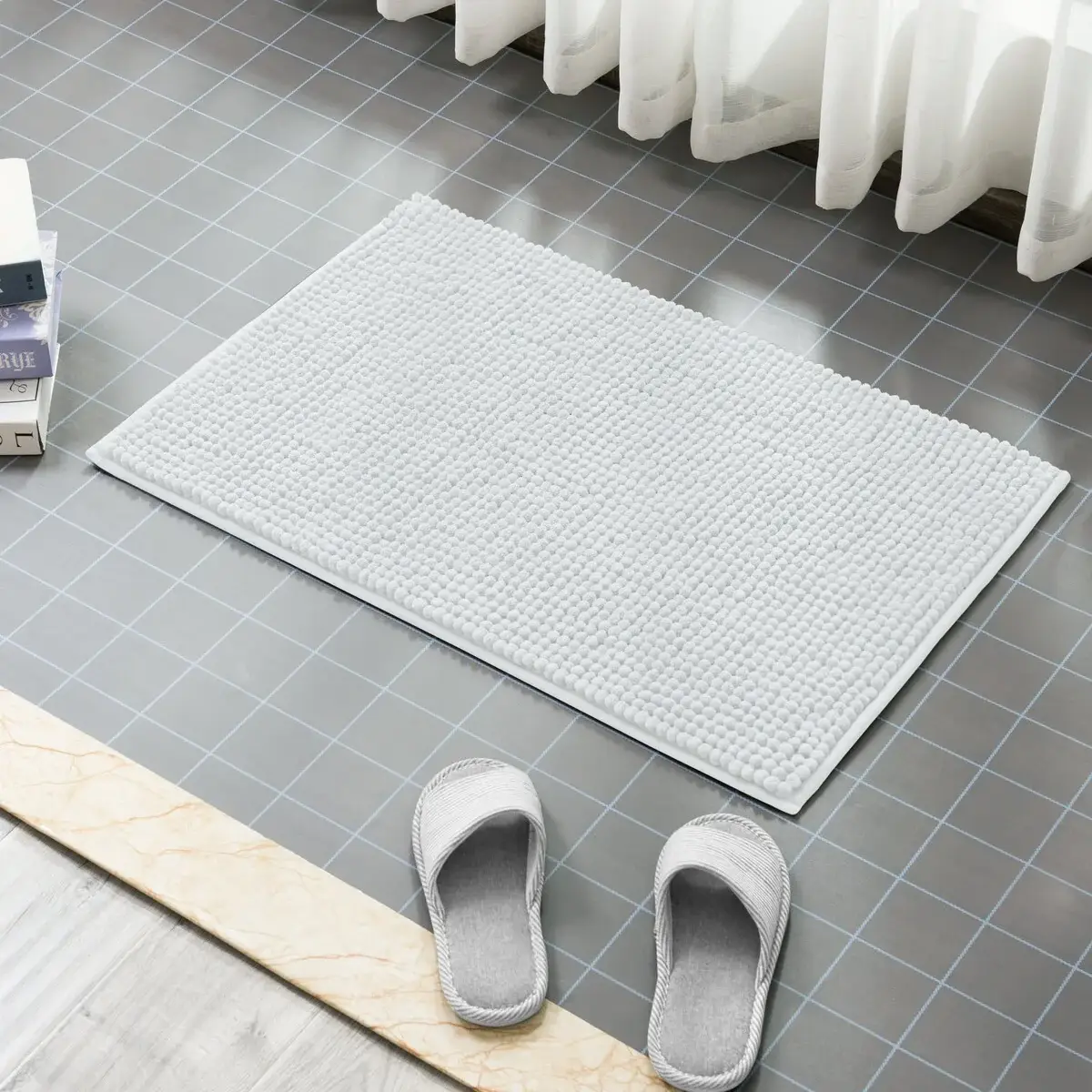 Subrtex Luxury Chenille Bath Rugs Soft Bathroom Mats
