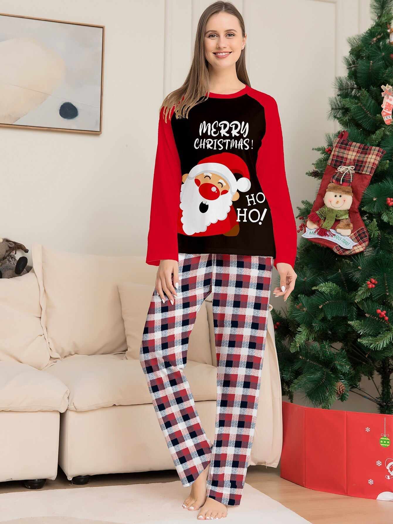 Family Matching Santa Cute Printed Pajama Set