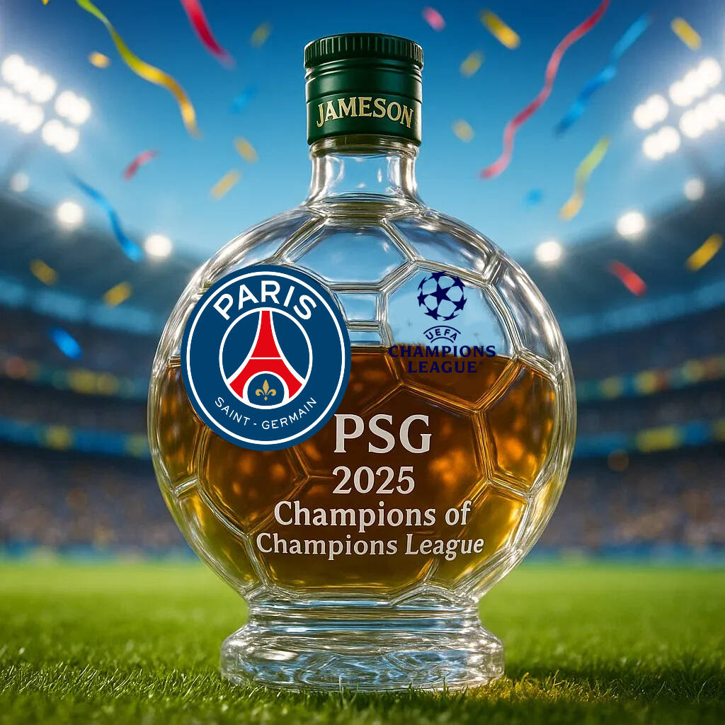 Commemorating PSG's victory in the 2025 Champions League Whisky Bottle