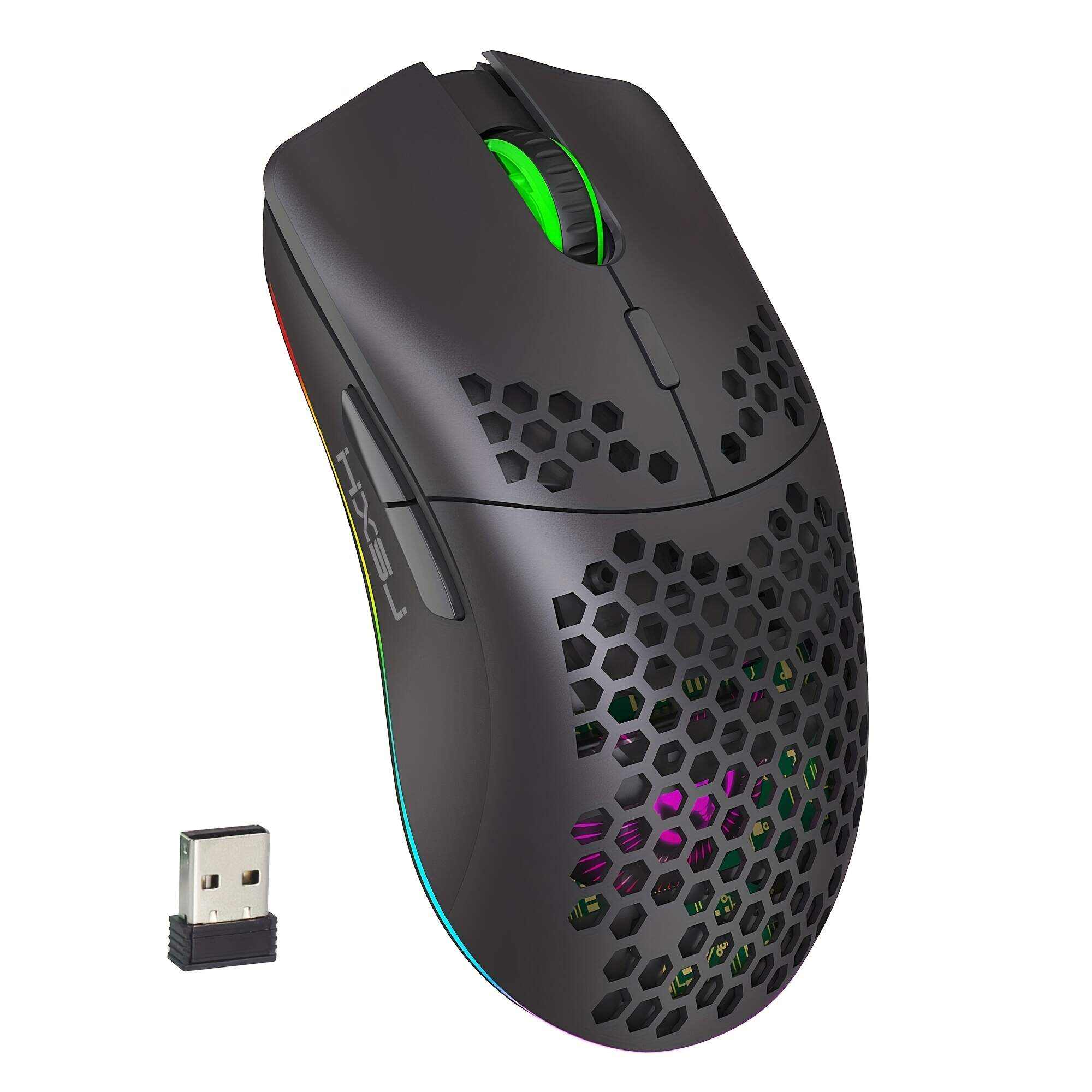 RGB Wireless Gaming Mouse,Ultra-Lightweight Honeycomb Shell Mice With 2.4G Wireless Rechargeable,RGB Spectrum Backlit,7 Buttons,3200DPI,Ergonomic Long Battery Life For PC,PS4 Gamers