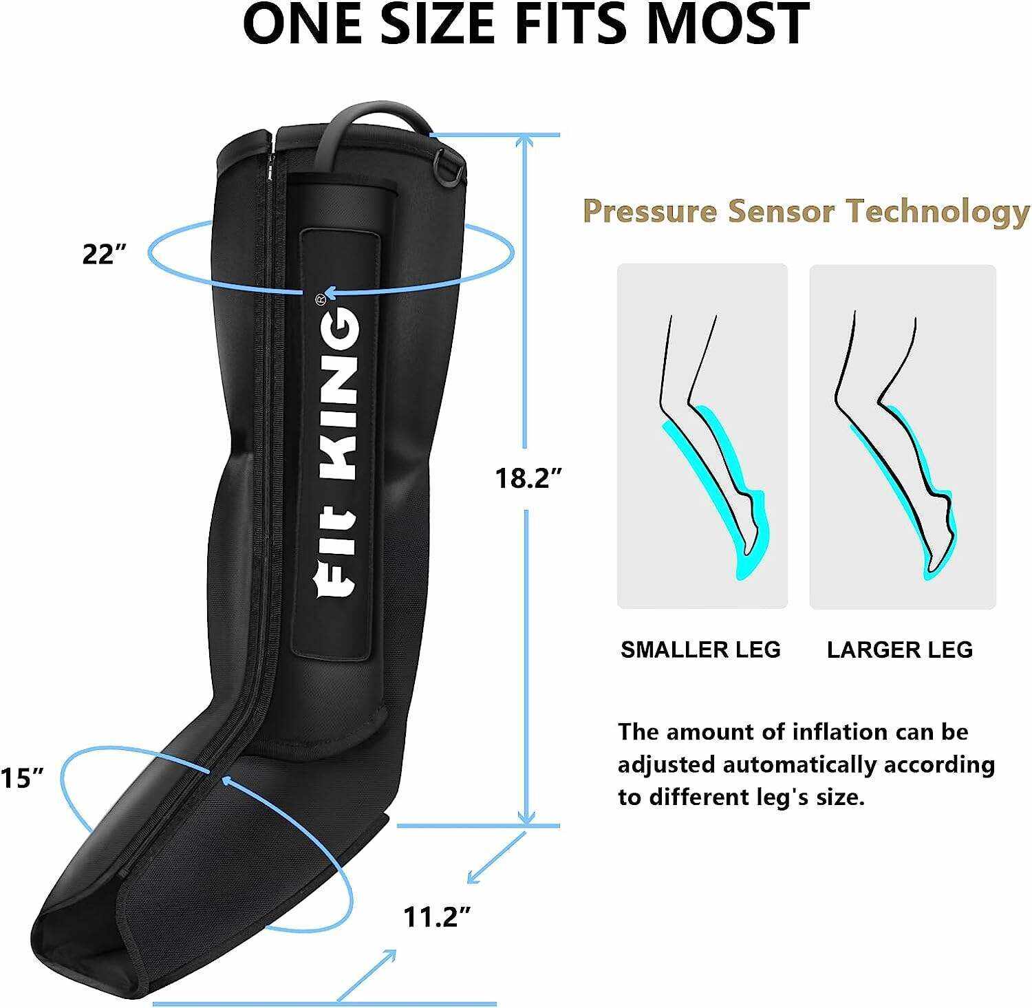 FIT KING Leg Compression Boots Massager for Foot and Calf Recovery, Upgraded Leg Massager for Blood Circulation, Muscle Relaxation, Relief Soreness and Pain, FSA-HSA Approved