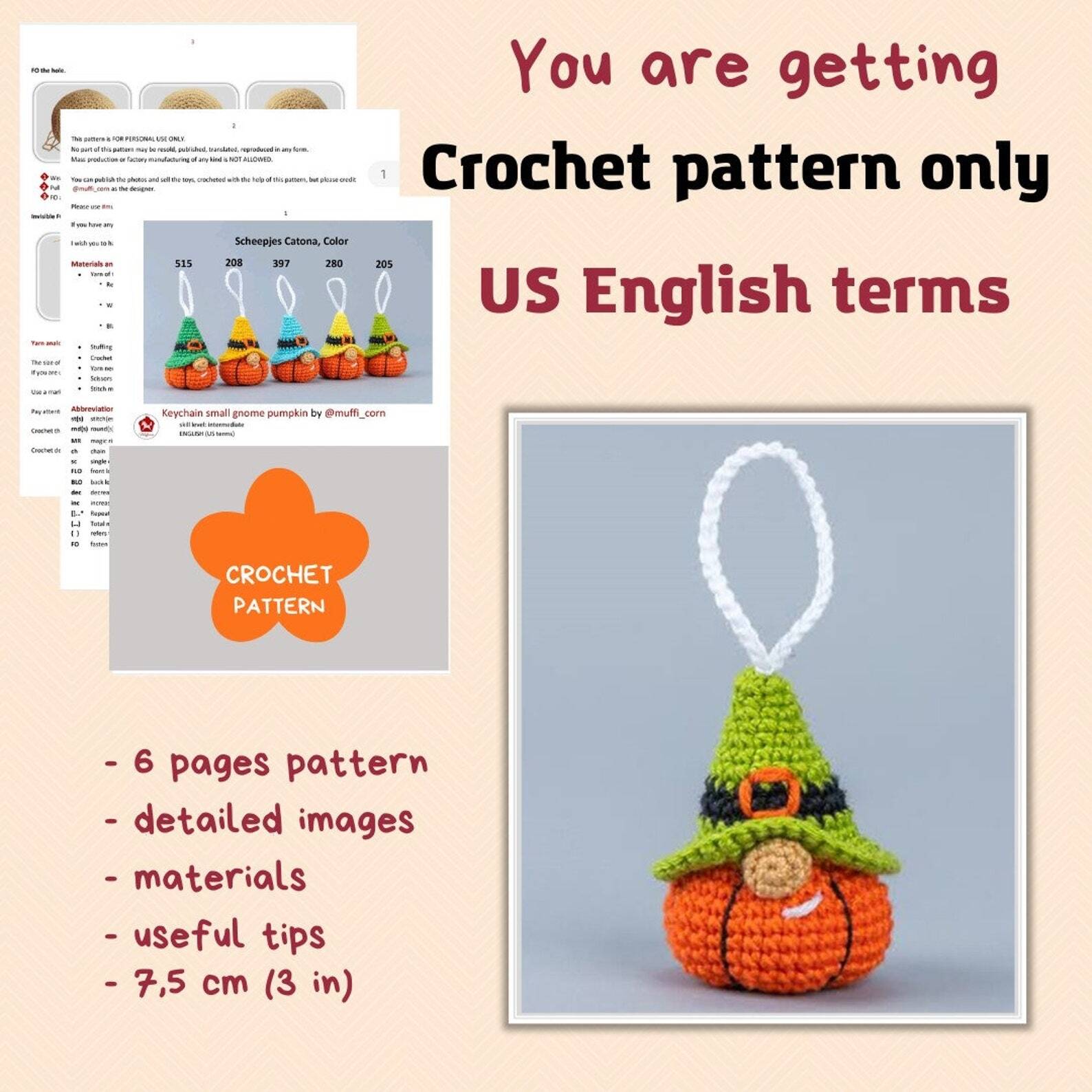 Handmade Crochet Gnome pumpkin | Halloween Gift🎁