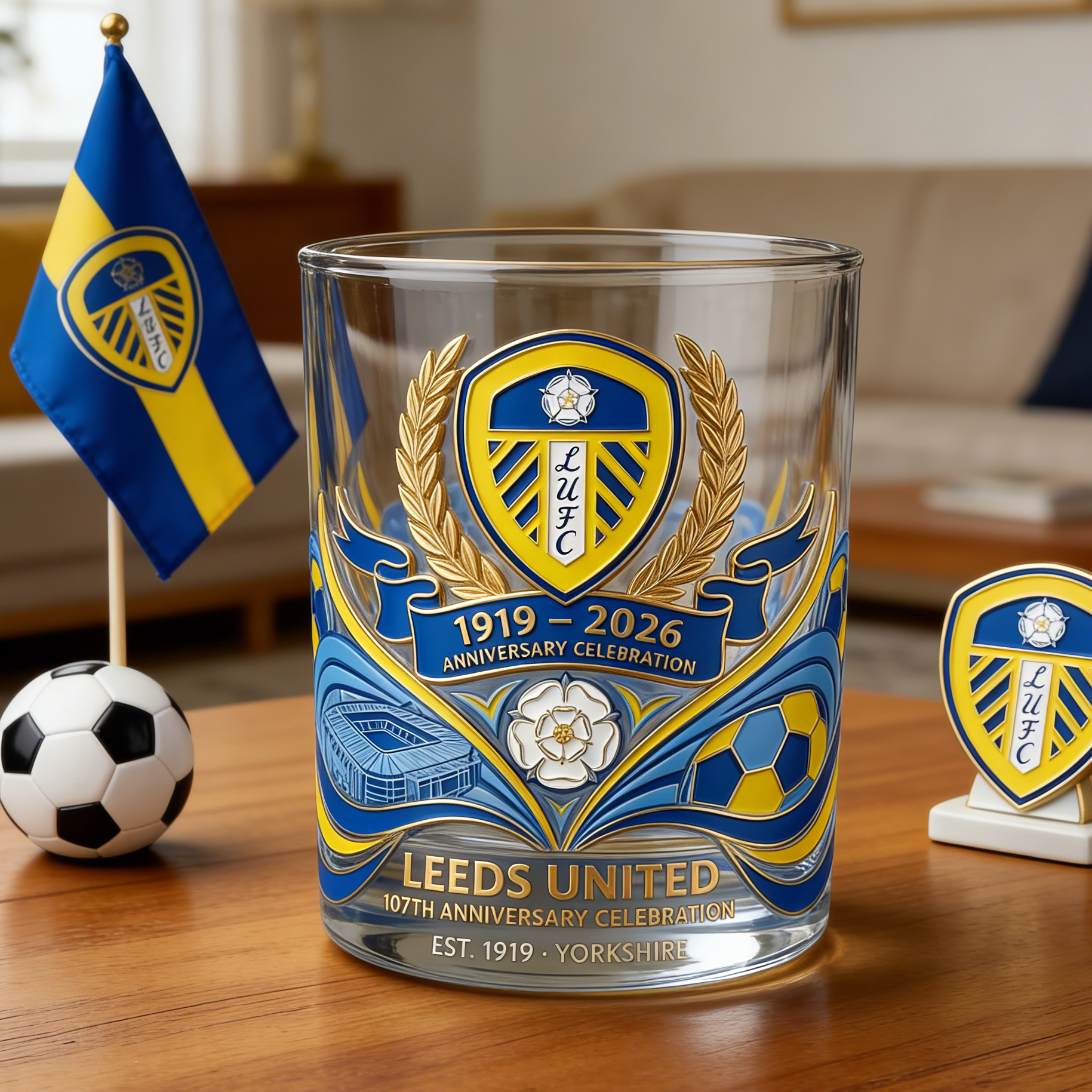 Leeds United 107th Anniversary Whisky Glass