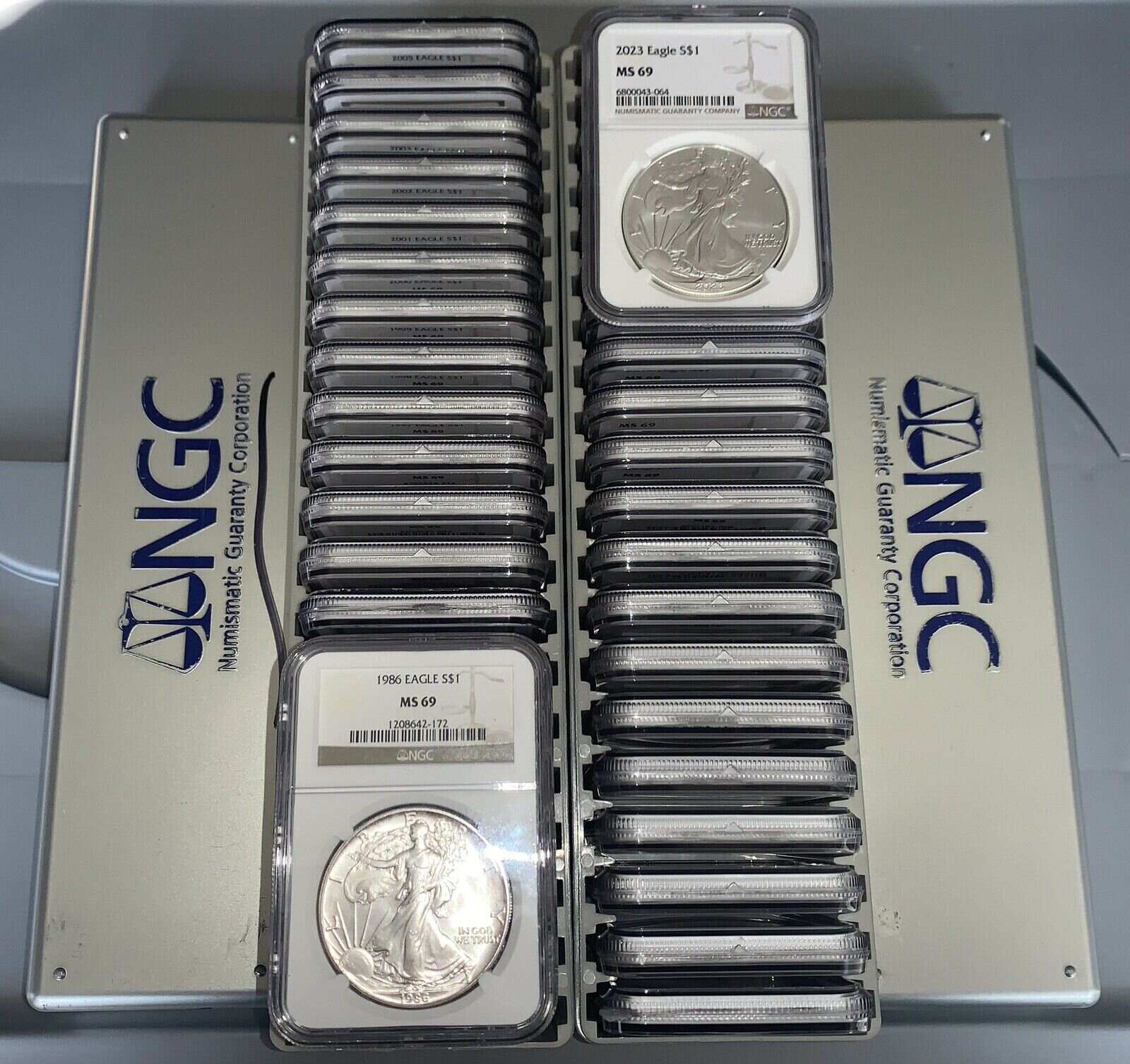 1986-2023 NGC MS-69 US Silver Eagle 38 Coin Set