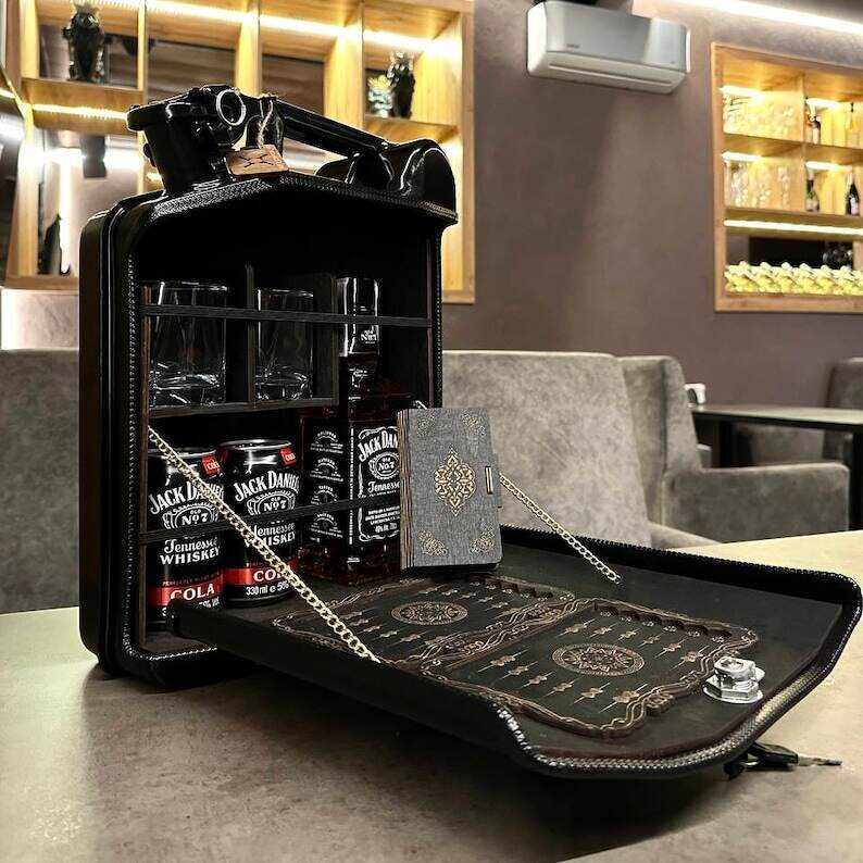 10 L Custom Jerry Can Mini Bar For a Gift, Chess Set Present For The Travel, Custom Fuel Bar, Personalized Mini Bar, Birthday Gift For Him