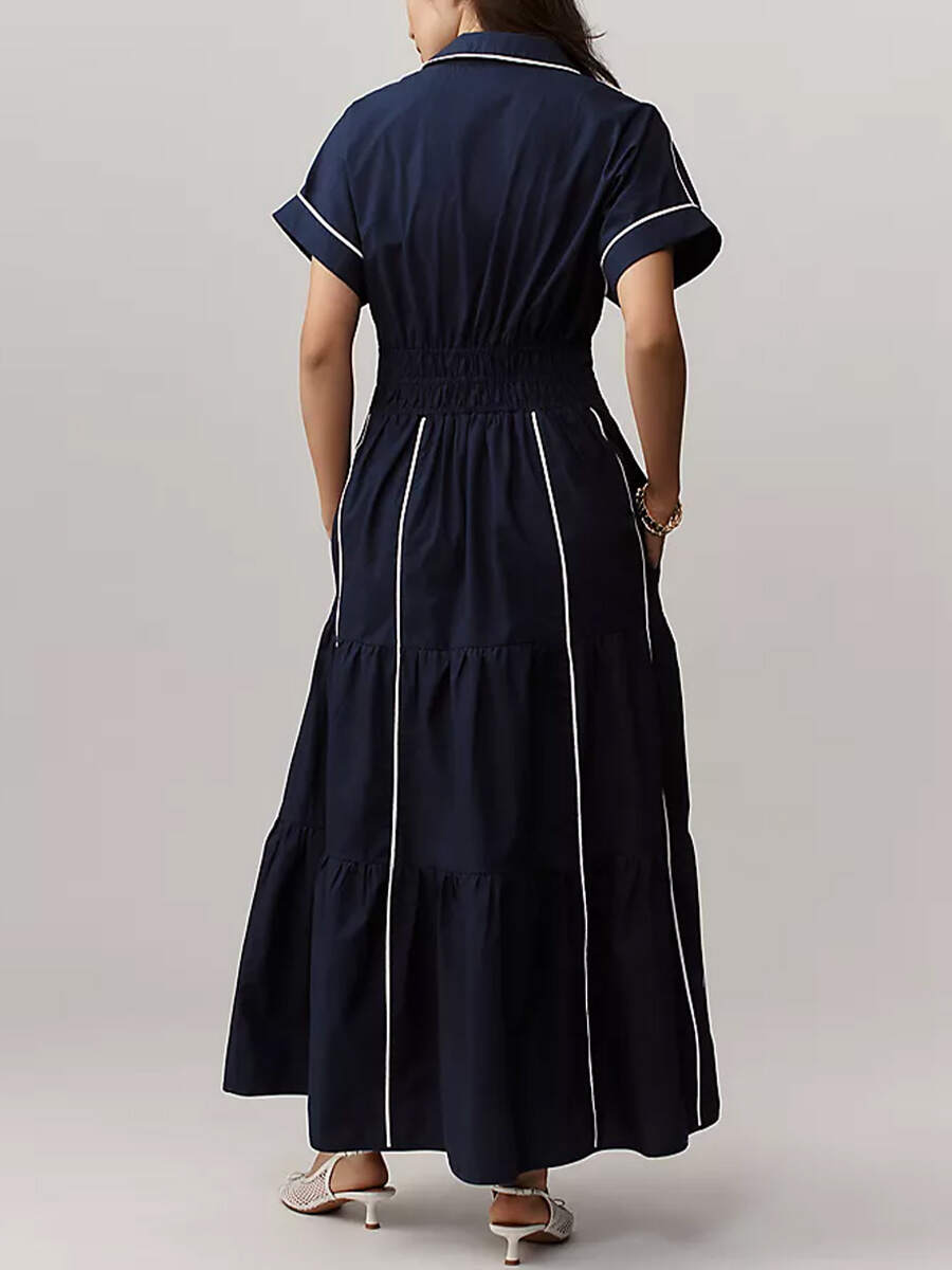 🔥Summer Arrivals🌟Women's V-neck Short-sleeved Casual Loose Cotton And Linen Dress