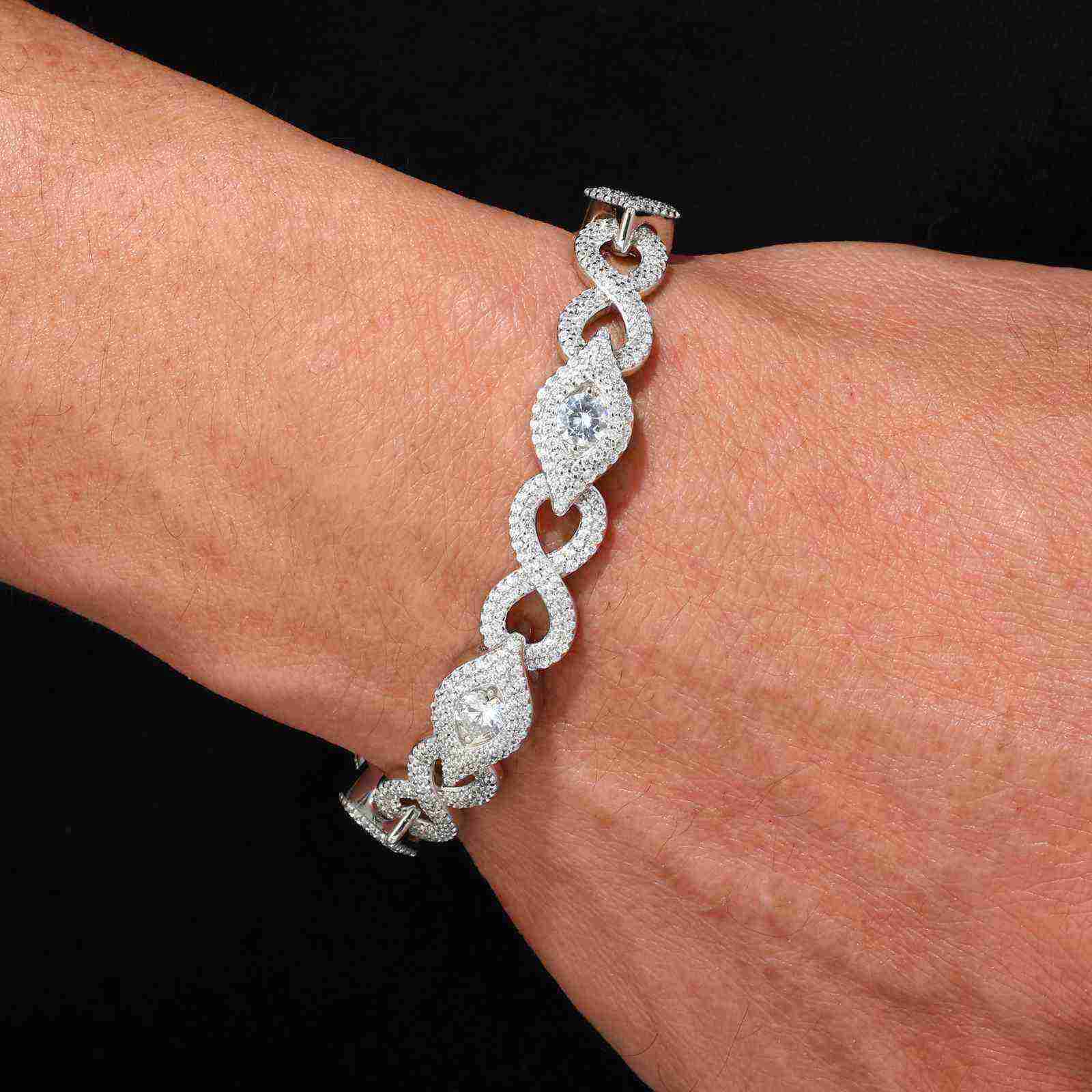 TestTest 10mm S925 Moissanite Infinity Evil Eye Bracelet