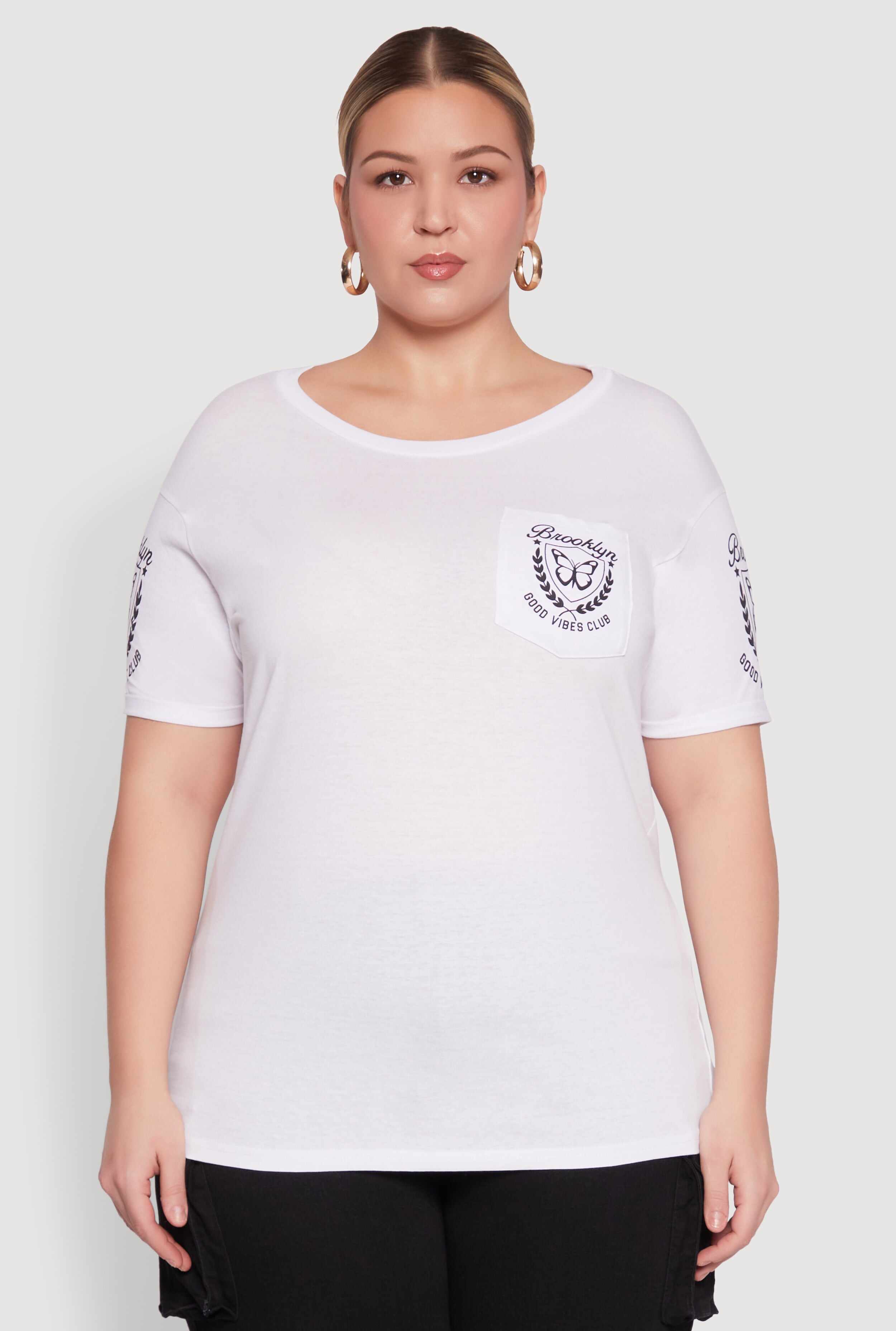 Plus Size Brooklyn Butterfly Good Vibes Club Graphic Tee