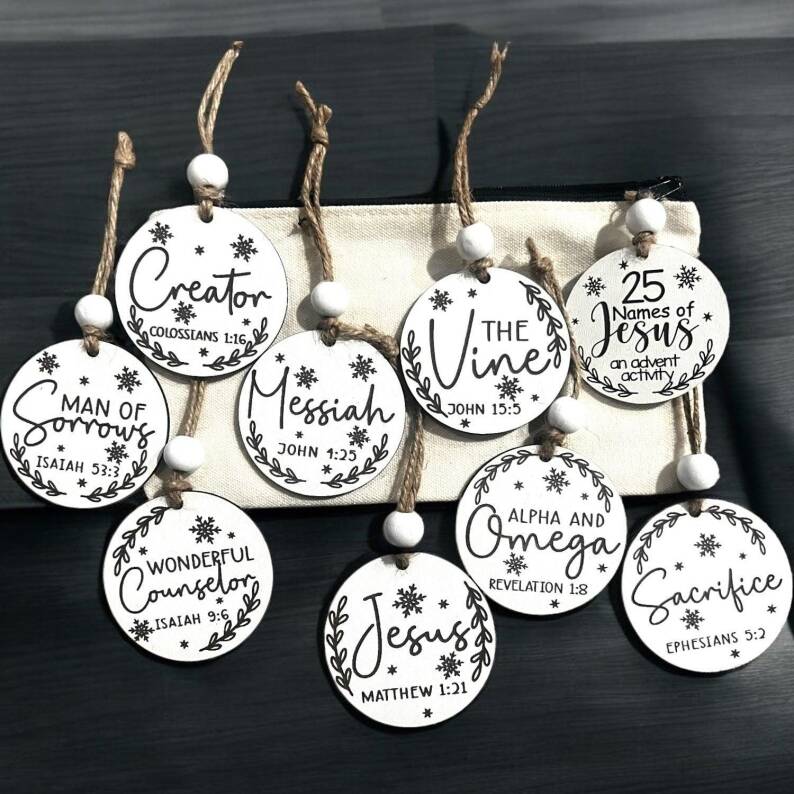 25 Names of Jesus Advent Christmas Ornament Set