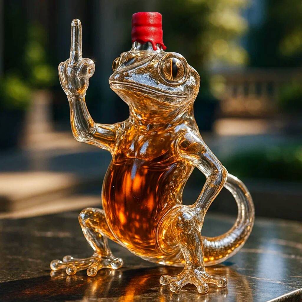 Middle Finger Gecko Whiskey Bottle