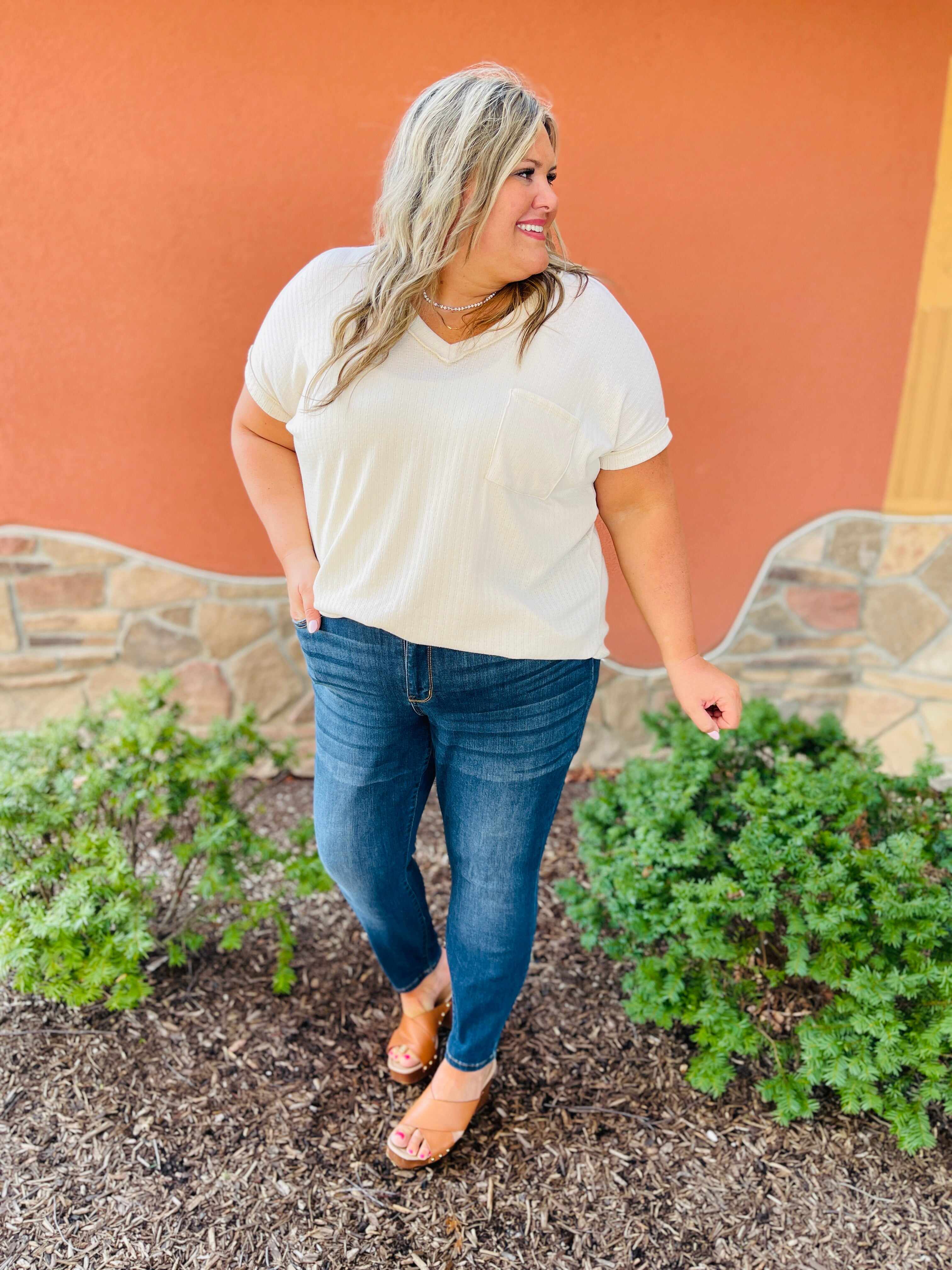 Reg/Curvy Blessed and NonDistressed Relaxed Fit Jeans