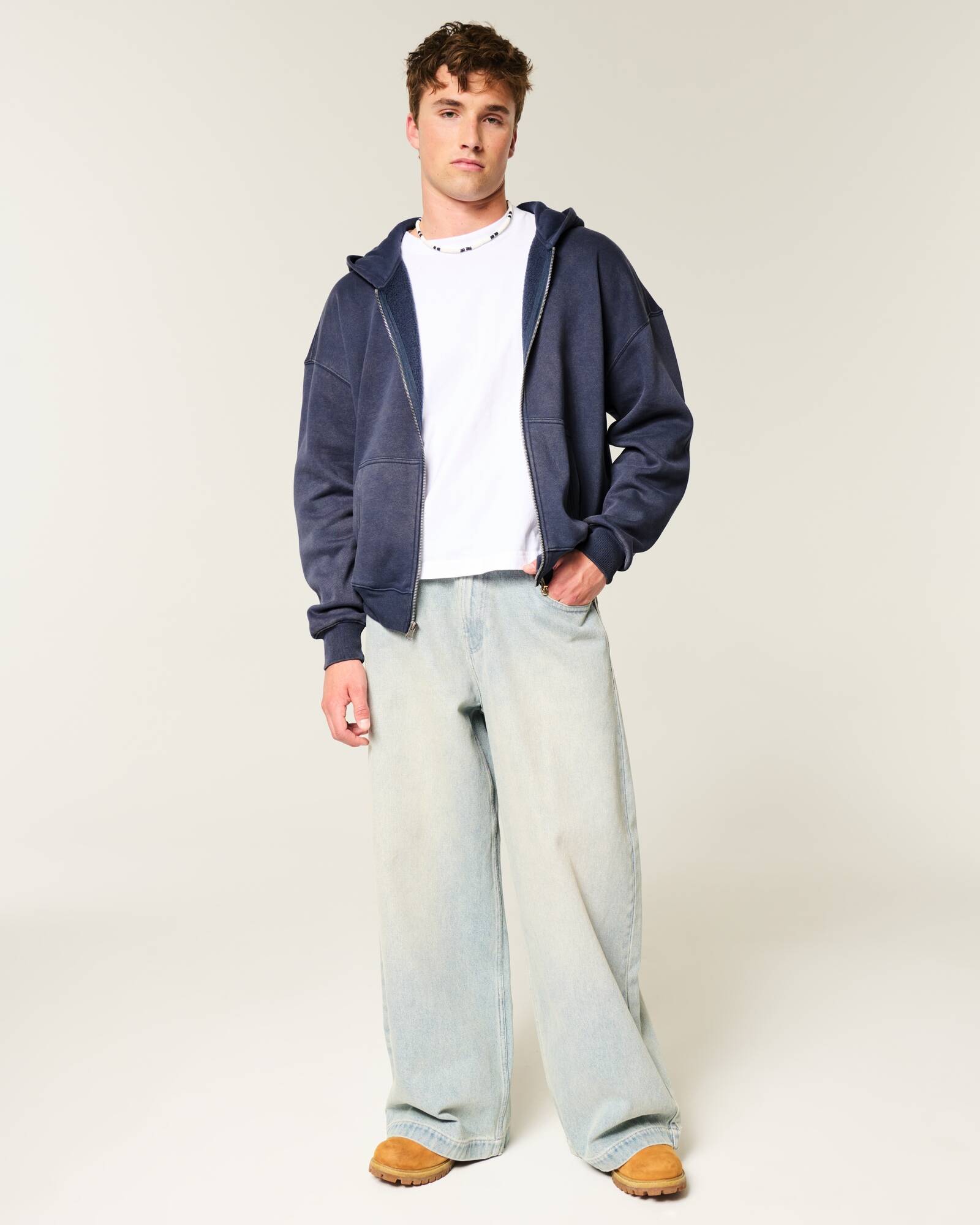 Boxy Camo Zip-Up Hoodie