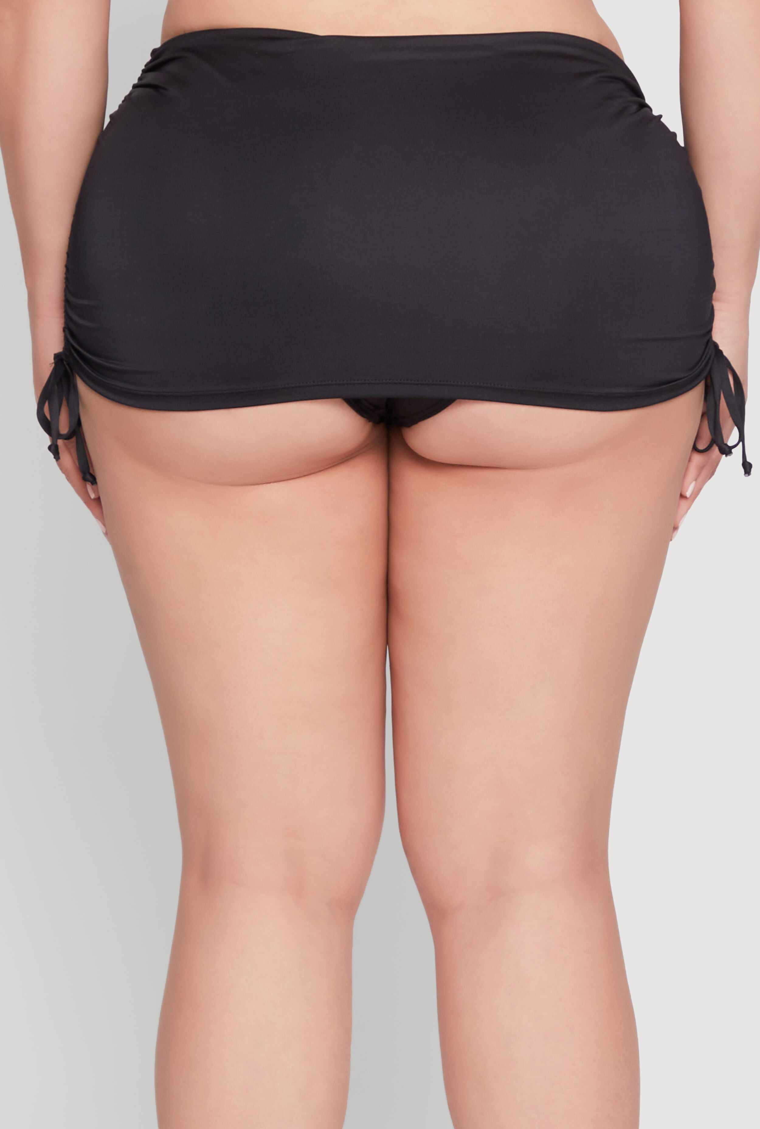 Plus Size Ruched Drawstring Swim Skirt