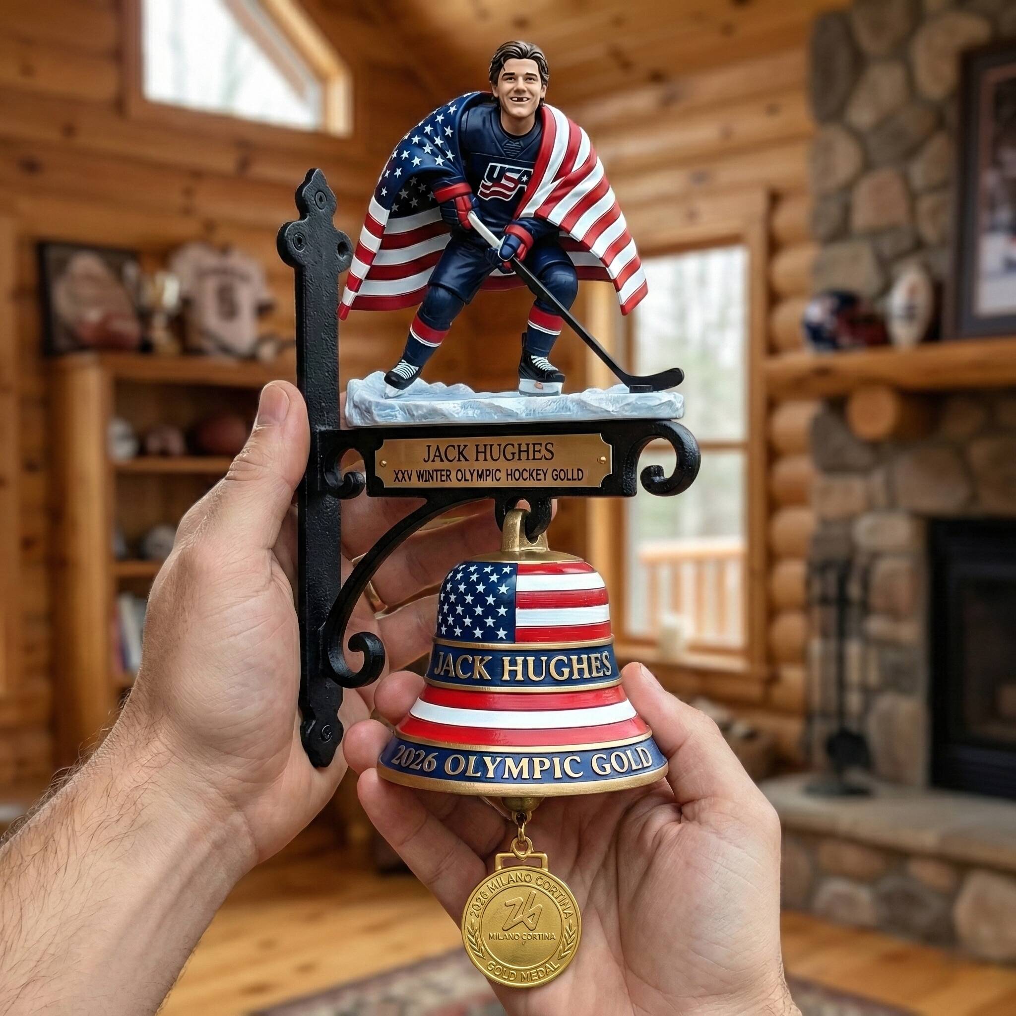 Jack Hughes – 2026 Winter Olympic Gold Commemorative Wall Bell