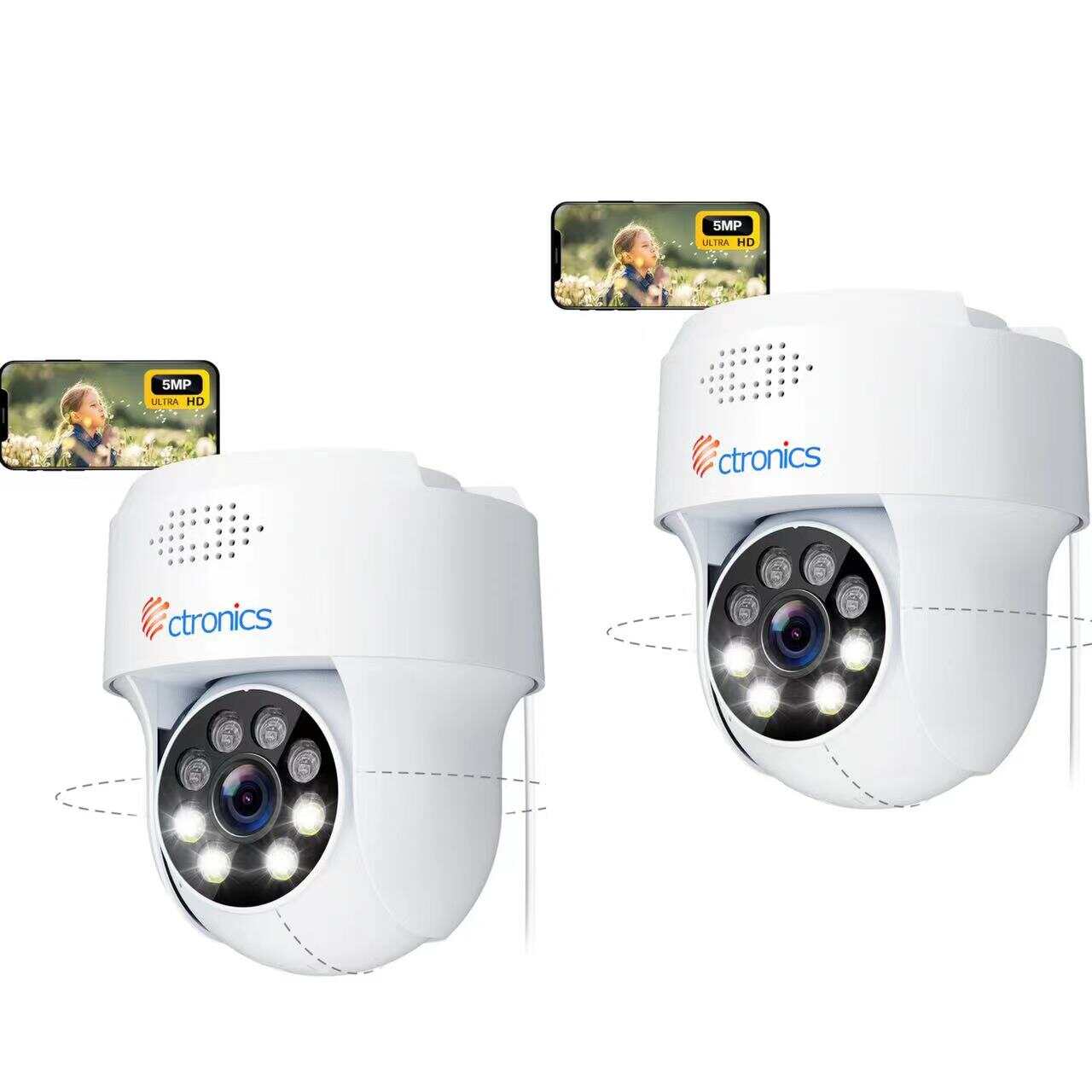 【2nd item $19.99】5MP PTZ Outdoor Surveillance Camera 2.4/5 GHz WiFi IP Dome Camera Human Detection Auto Tracking