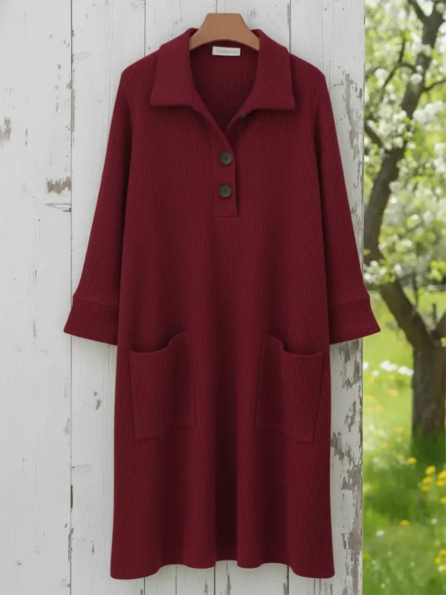 🔥Summer Arrivals🌟Cozy Stand-collar Button-up Midi Dress