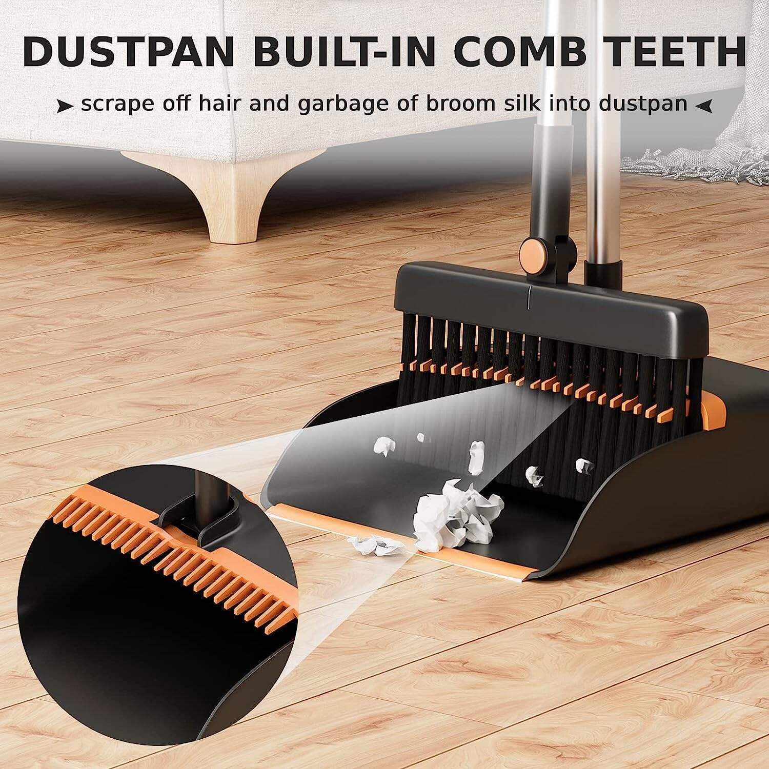 Broom and Dustpan Set, Cleaning Supplies Broom and Dustpan Set for Home, 48
