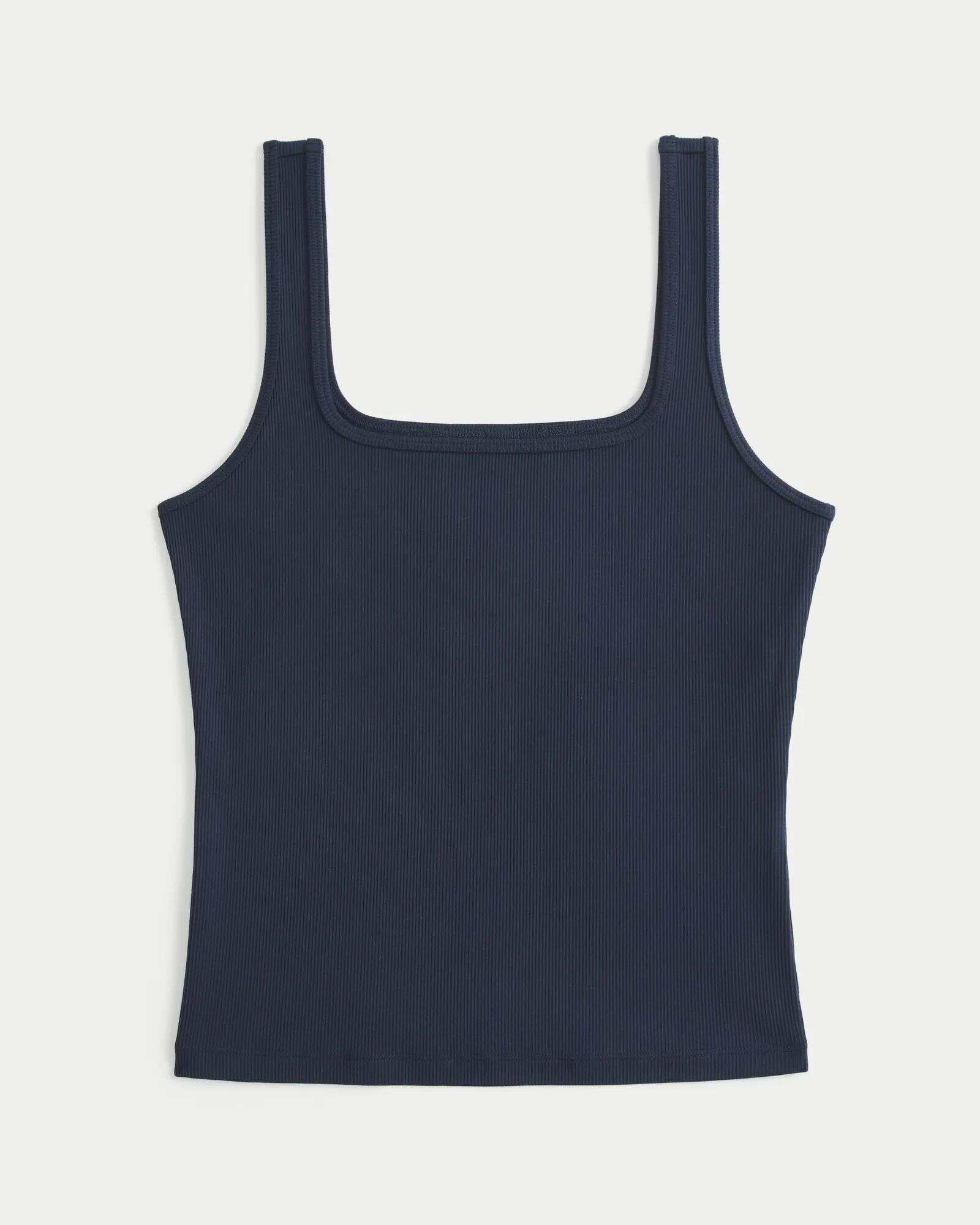 Ribbed Seamless Fabric Square-Neck Tank