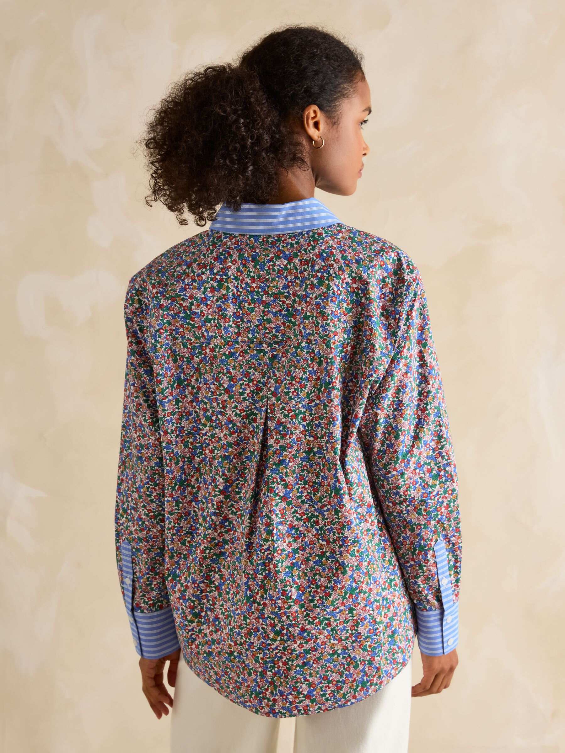Amilla Ditsy Print Longline Relaxed Fit Shirt