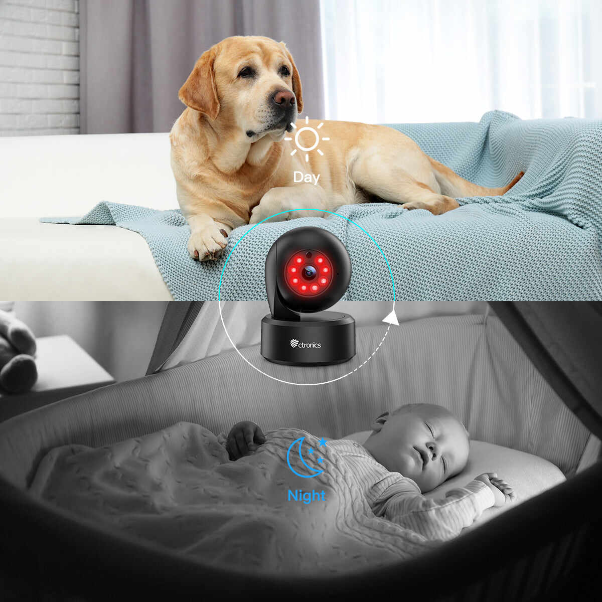 Ctronics 2.5K 4MP Surveillance Camera Indoor & 2.4Ghz WLAN with 20m Color Night Vision