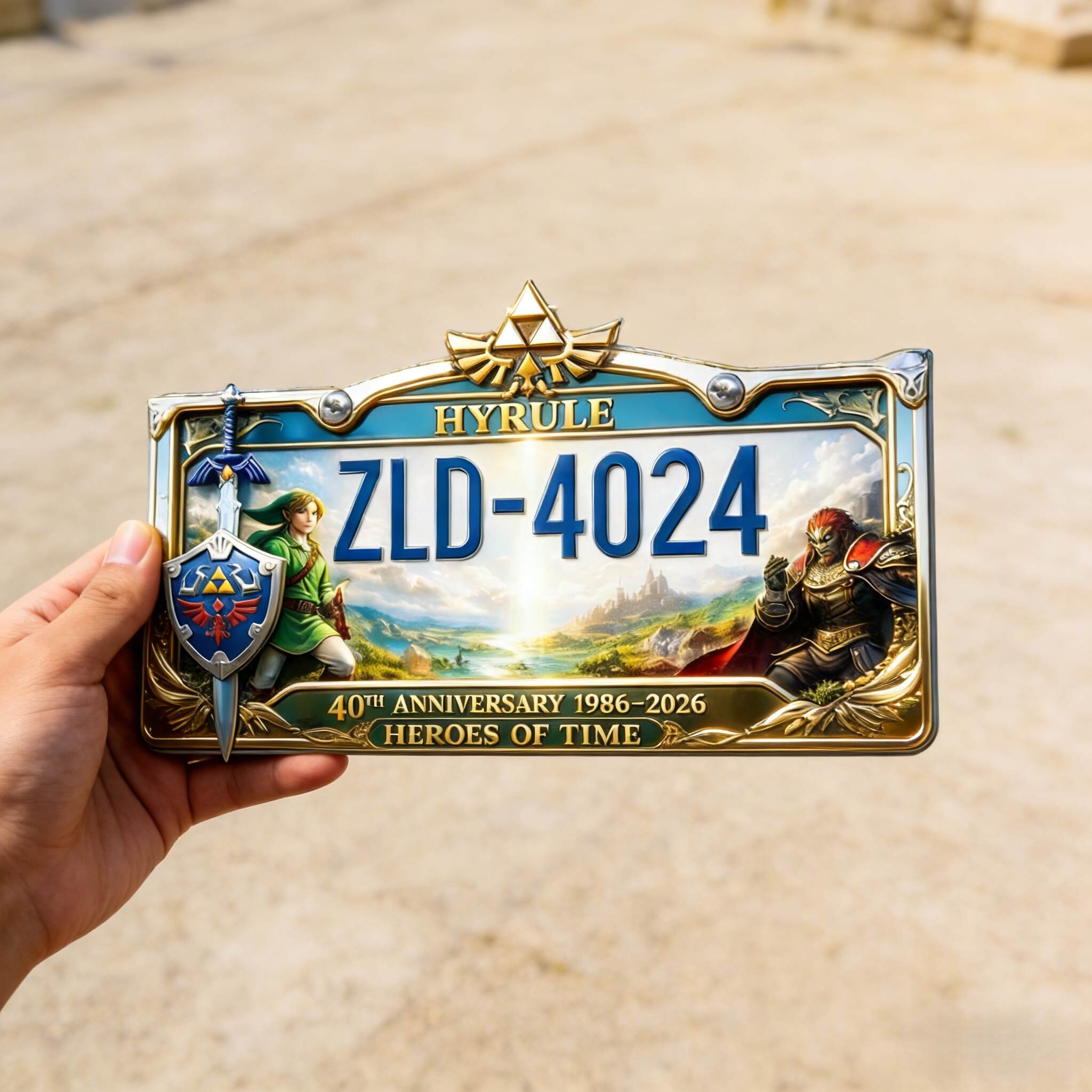 Hyrule “Heroes of Time”  40th Anniversary License Plate Frame