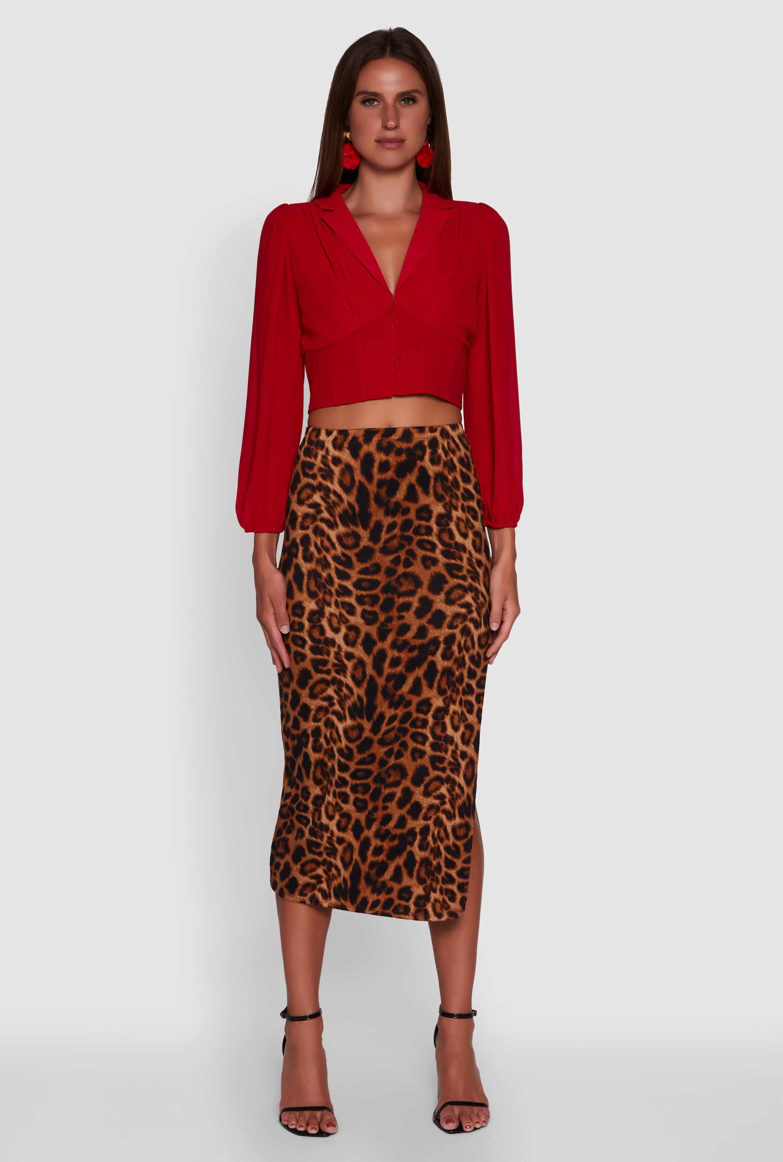 Chiffon Bubble Sleeve Cropped Corset Top