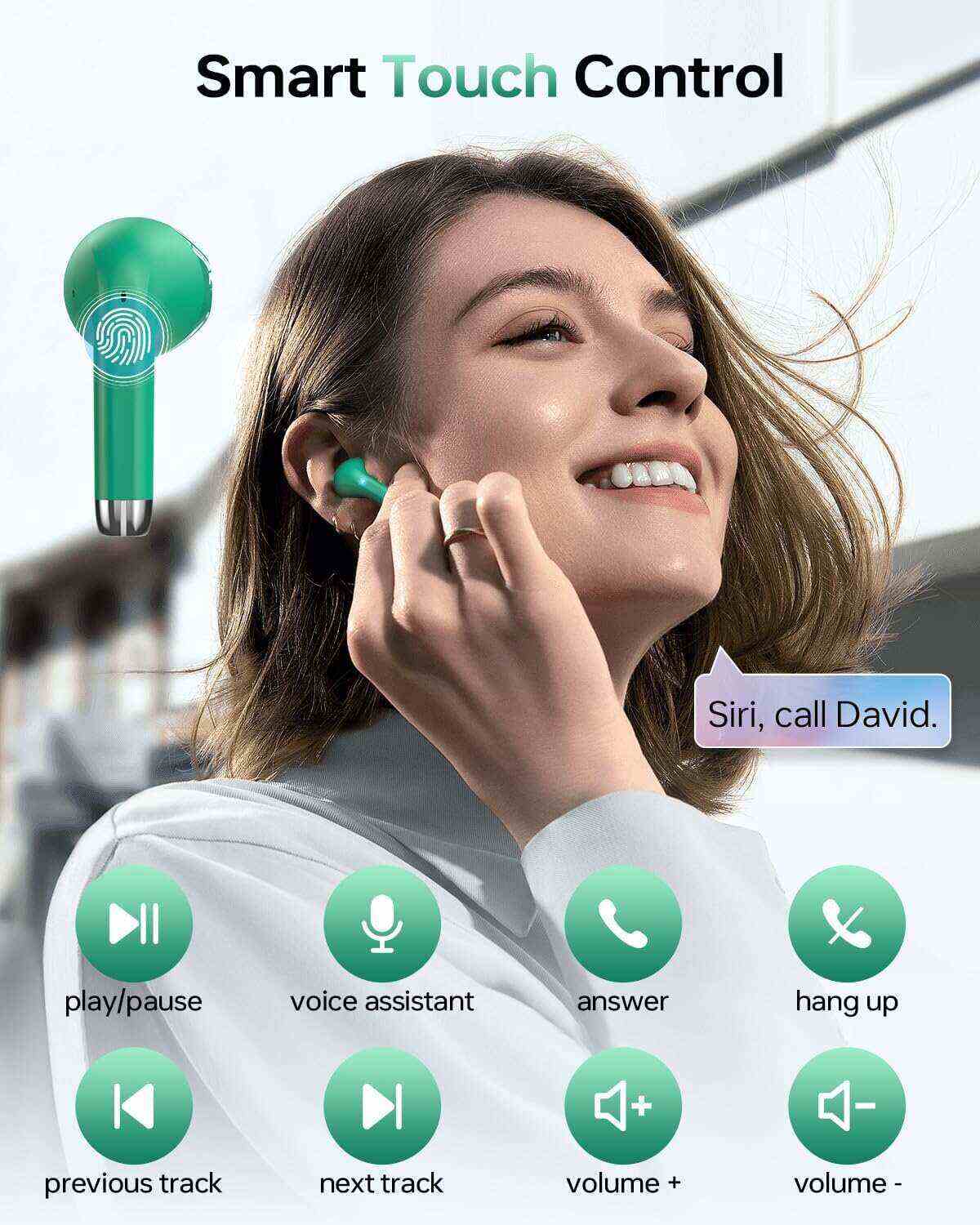 Wireless Earbuds, Bluetooth 5.3 Headphones 40Hrs Playtime with Charging Case, IPX5 Waterproof Stereo in-Ear Earphones with Microphone for iOS Android Cell Phone Sports Workout, Black