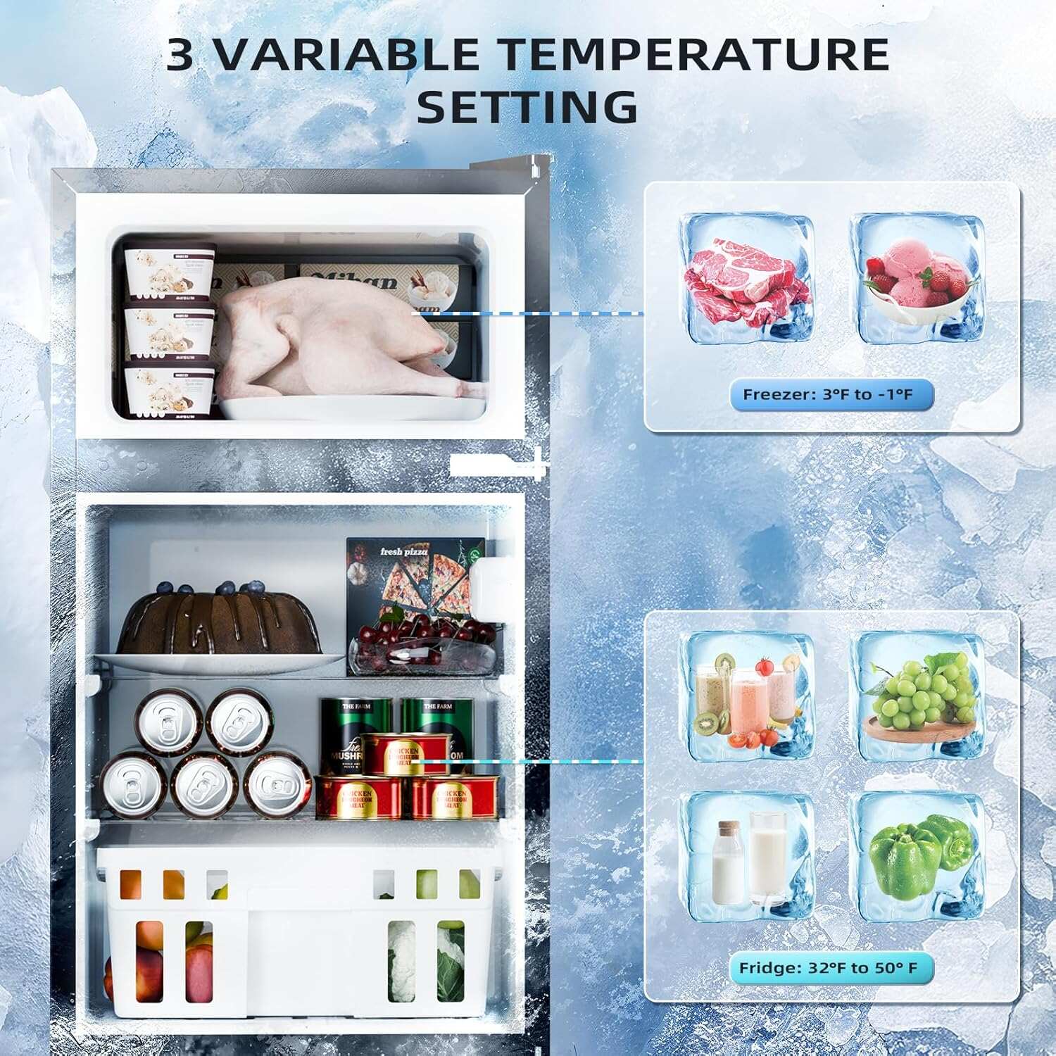 🔥Clearance Sale🔥3.2 Cu.Ft Compact Refrigerator with Freezer – Space-Saving Cooling for Drinks, Food & Snacks