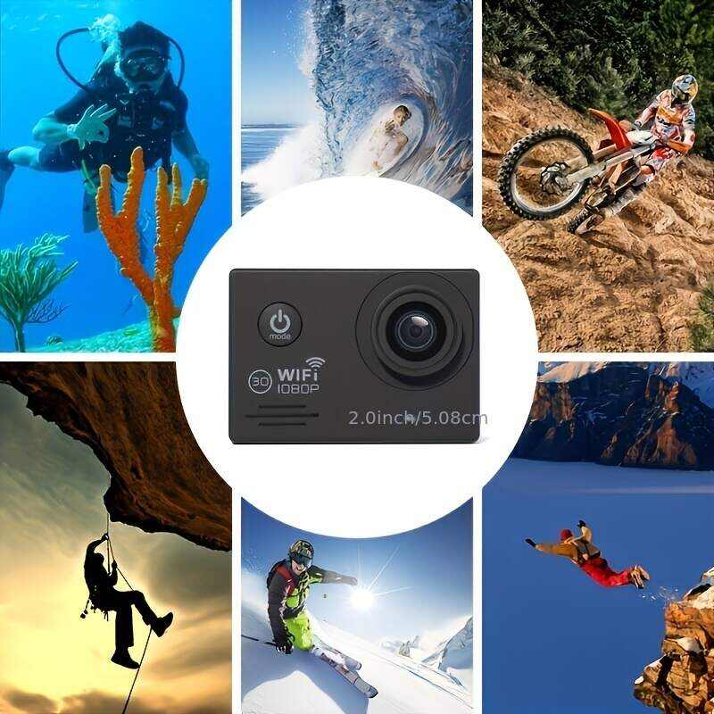 (Built-in Battery) Wifi HD 1080 Action Camera 30m Waterproof Underwater Camera 140 Degrees Ultra-wide Angle Lens Convenient Waterproof Action Camera 2 Inch Display Wifi Camera Multiple Languages Optional Waterproof Camera With 32G TF Card For Thanksgiving