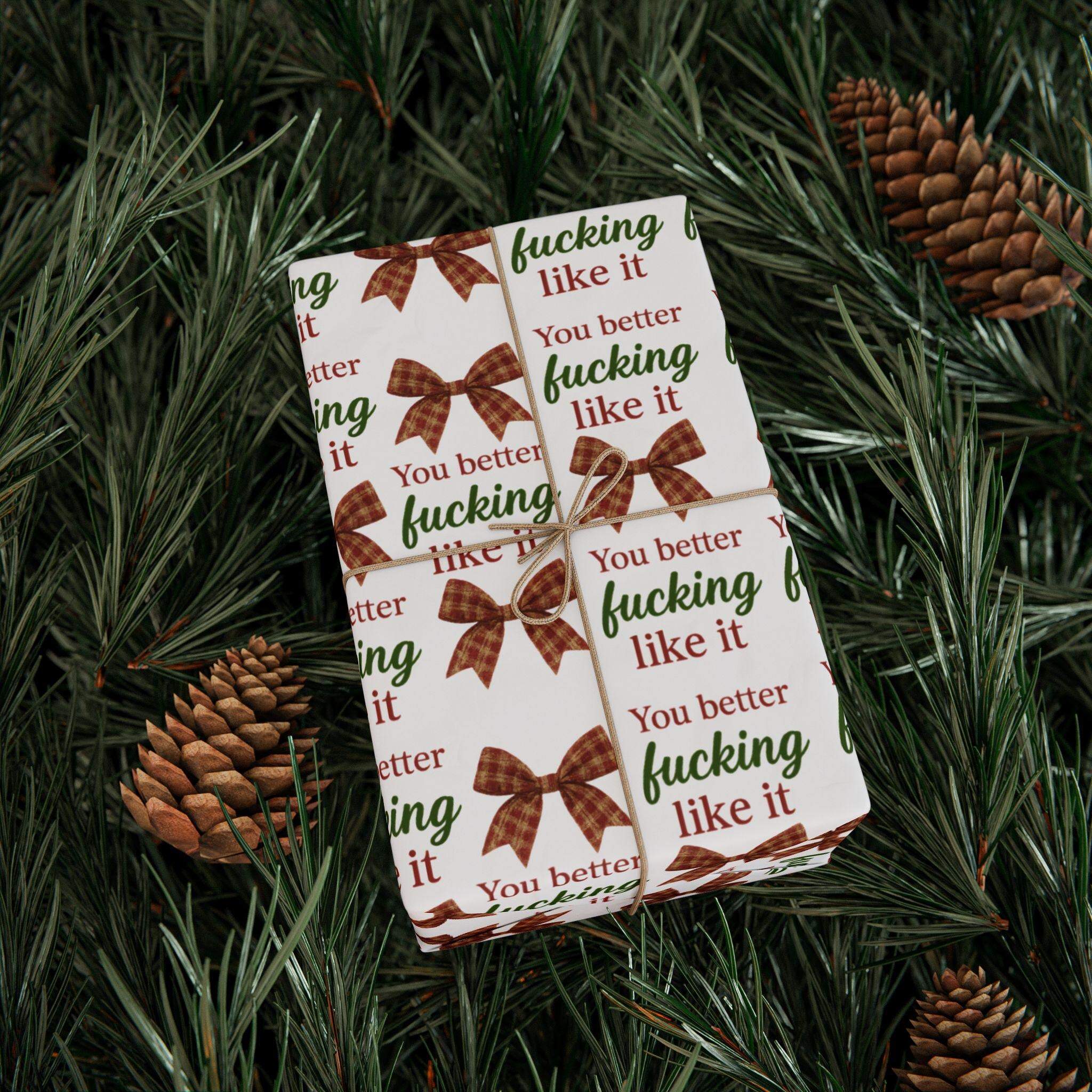 Funny Christmas Wrapping Paper | Sarcastic Plaid Bows