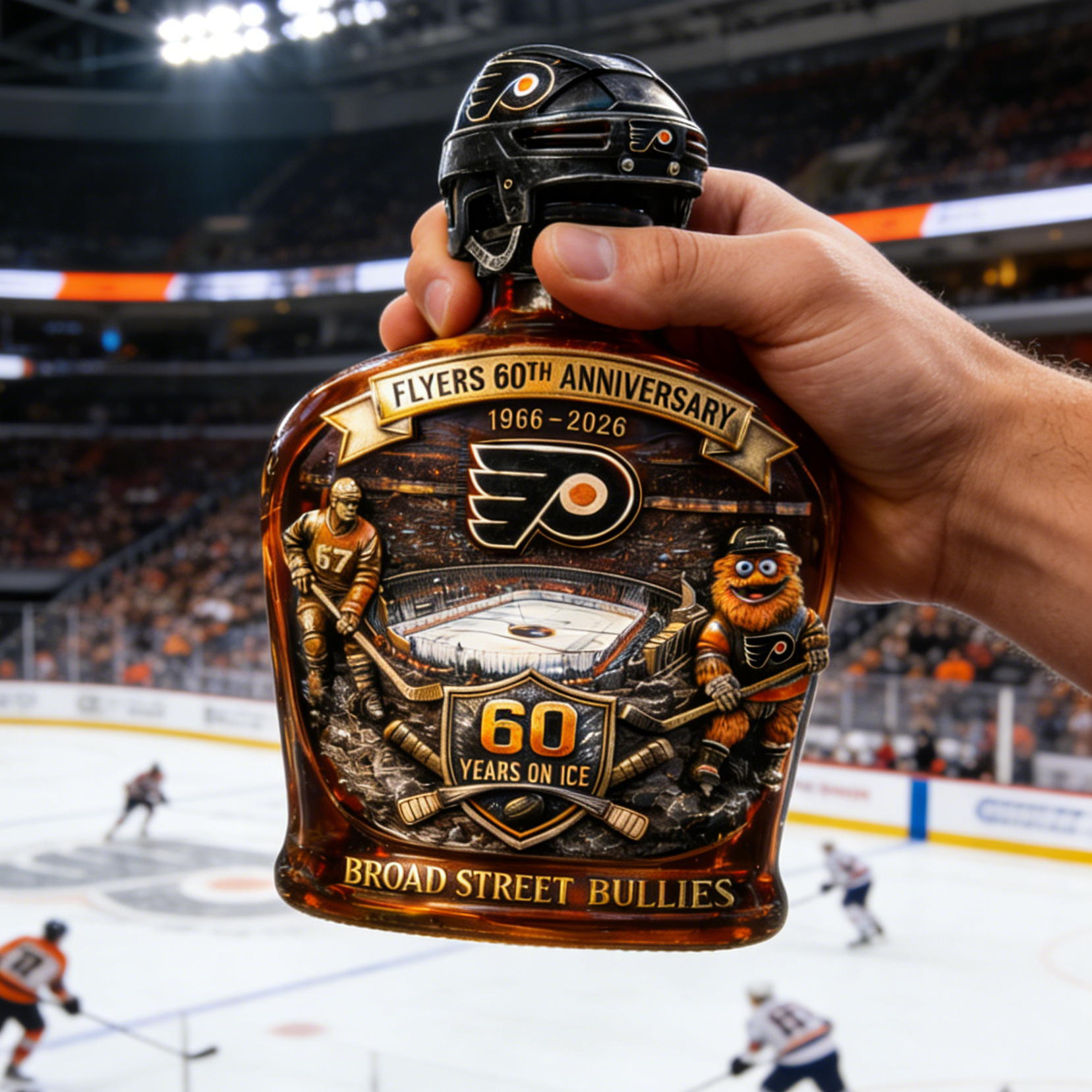 Flyers hockey  60th Anniversary Whiskey Bottle
