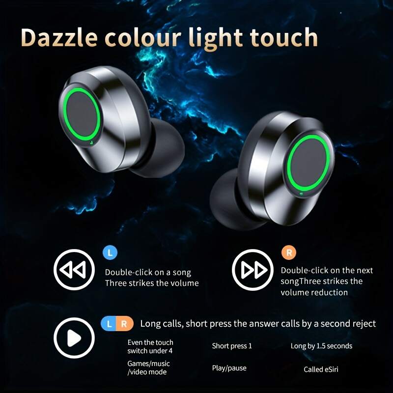 1 Set Wireless Earphones With Mirror Digital Display, Hifi Sound Quality, High Power, Emergency Charging Function For In-Ear Wireless Earphones, High-definition Voice Touch Operation, Automatic Connection To Binaural Call Earphones Charging Level Display