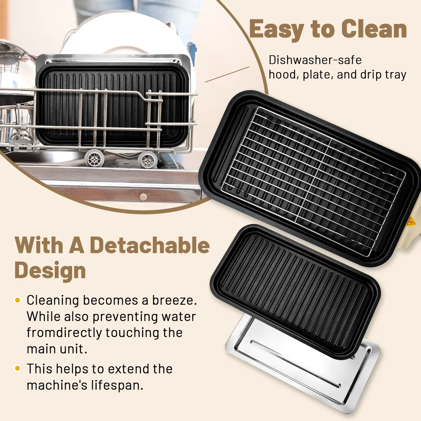 Pukomc Electric Indoor Grill,2 in 1 Indoor Grills for Kitchen with Grill Net & Non-Stick Cooking Removable Plate