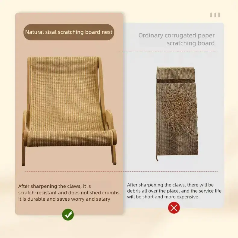 Wooden Cat Hammock with Sisal Scratching Pad