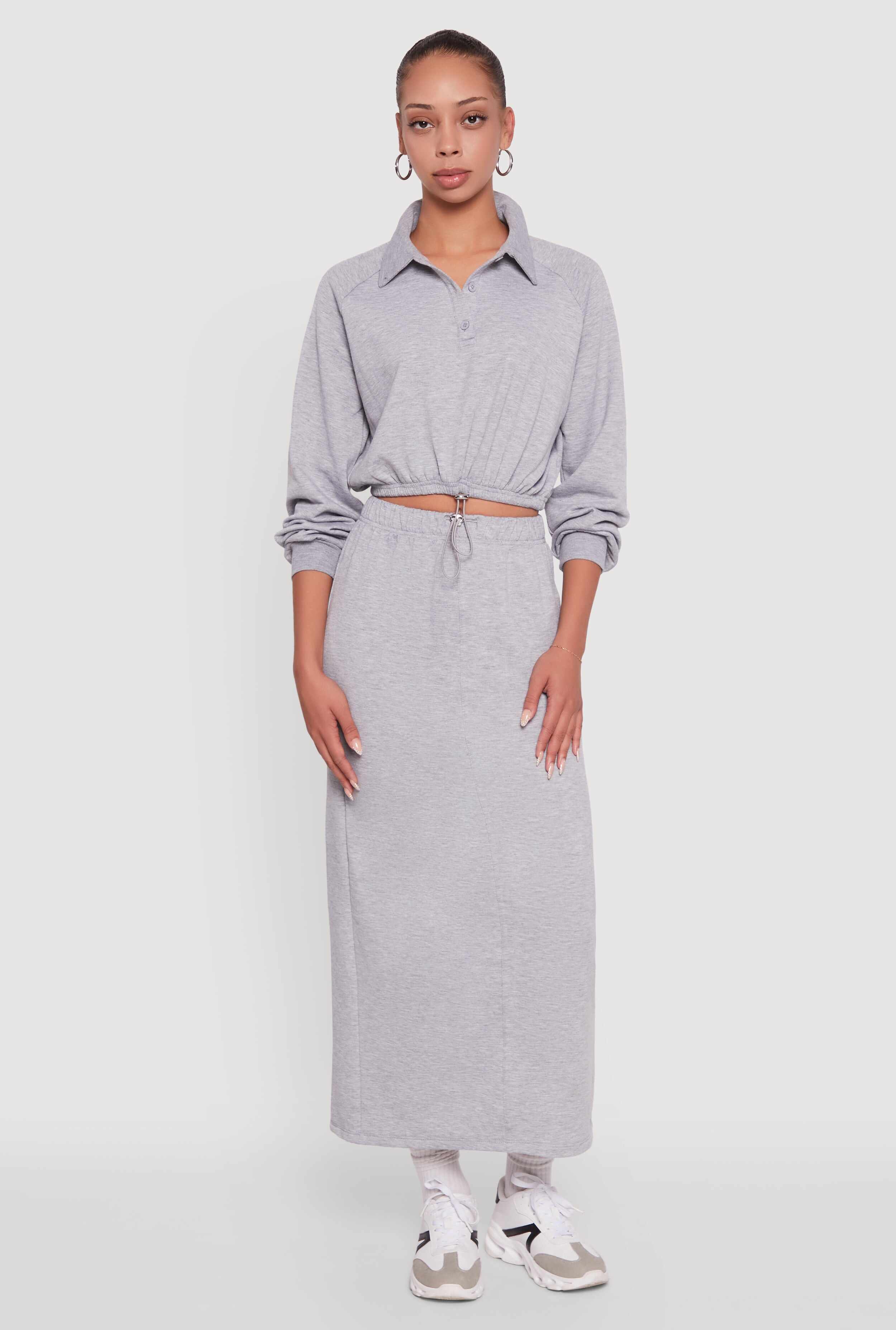 Collared Fleece Cropped Pullover Sweatshirt