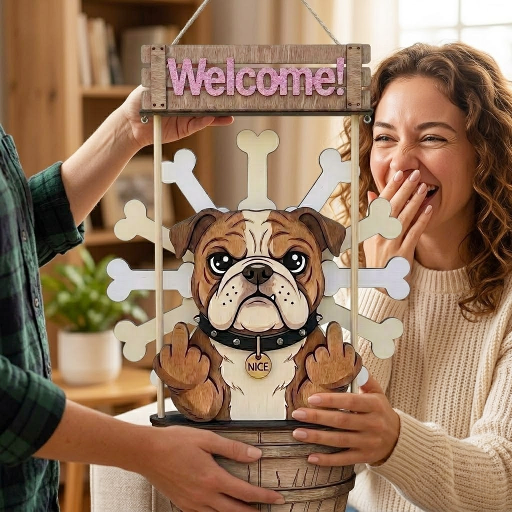 🖕🐶 Middle Finger Bulldog Wind Spinner