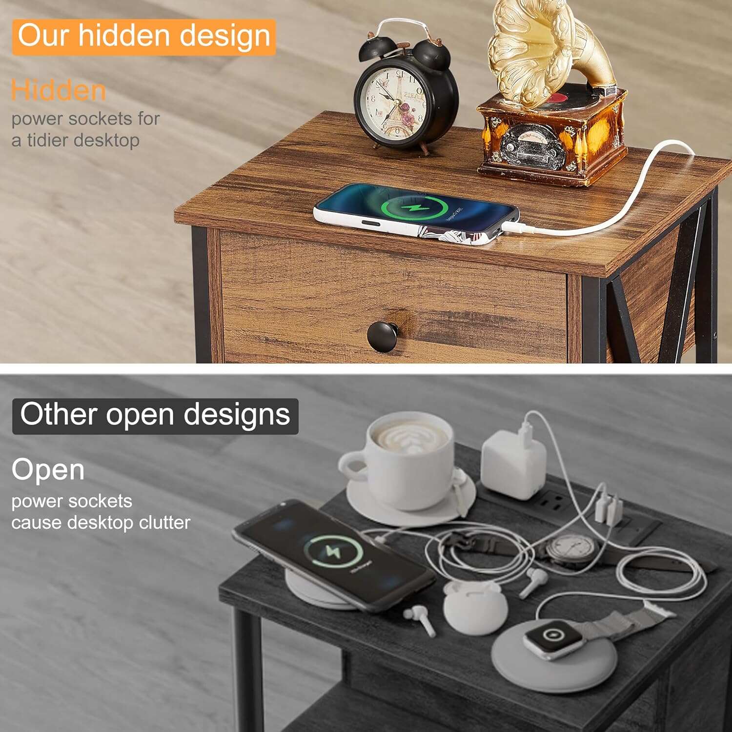 VECELO Nightstand Set of 2