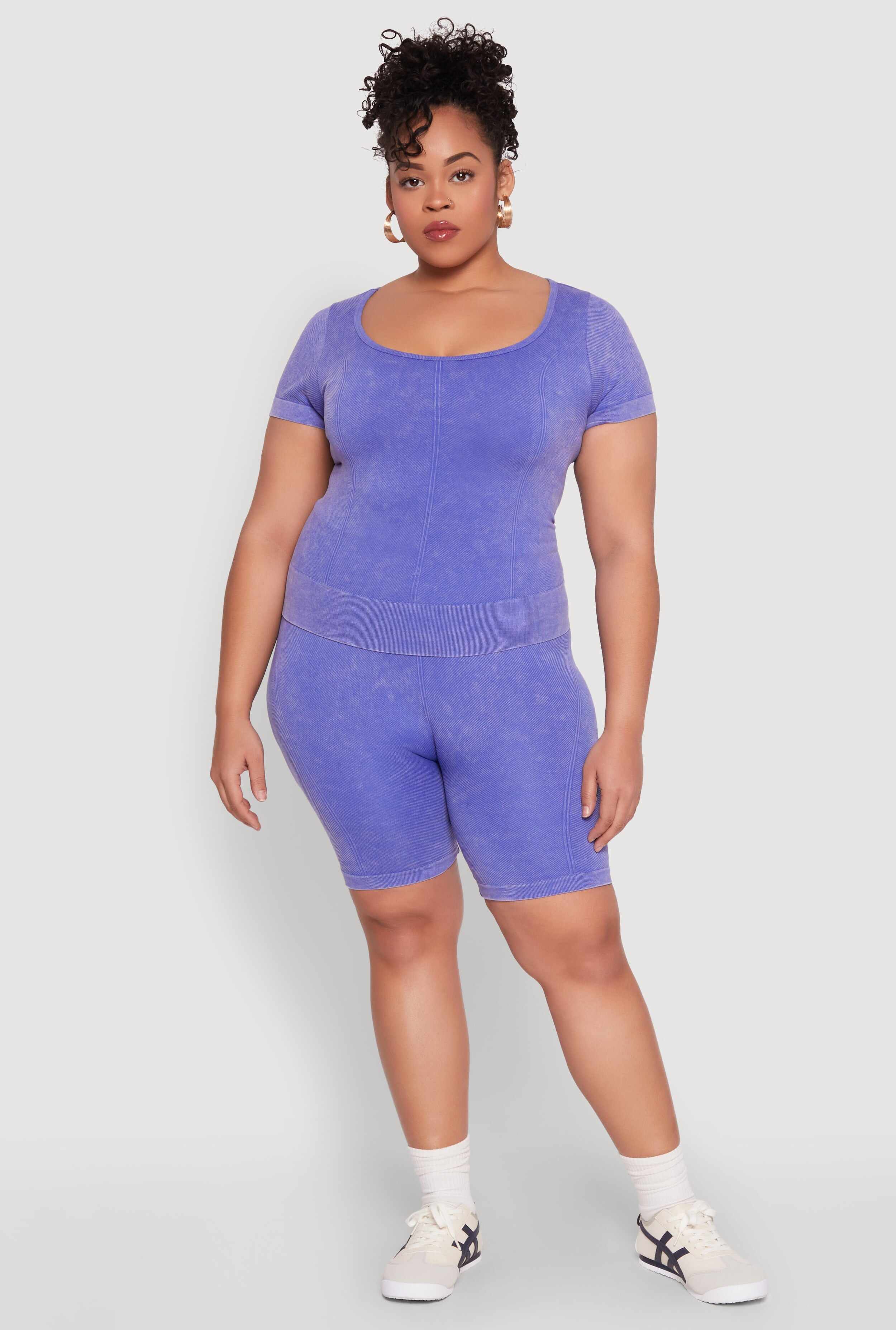 Plus Size Mineral Wash Biker Shorts