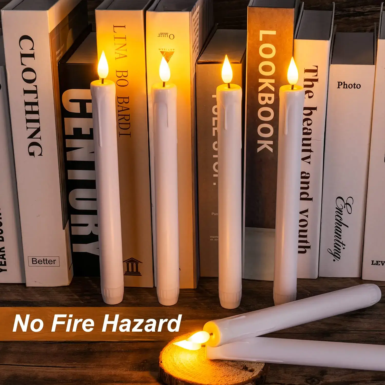 Plastic Flameless Taper Candles 12 Pcs with Remote Timer Dimmer, White Taper Candles, Battery Operated, Flickering Flame Light, Indoor Decoration Tapered Shape christmas hauls Decorative Lighting Brightness Dimmable Nightlight Bedroom