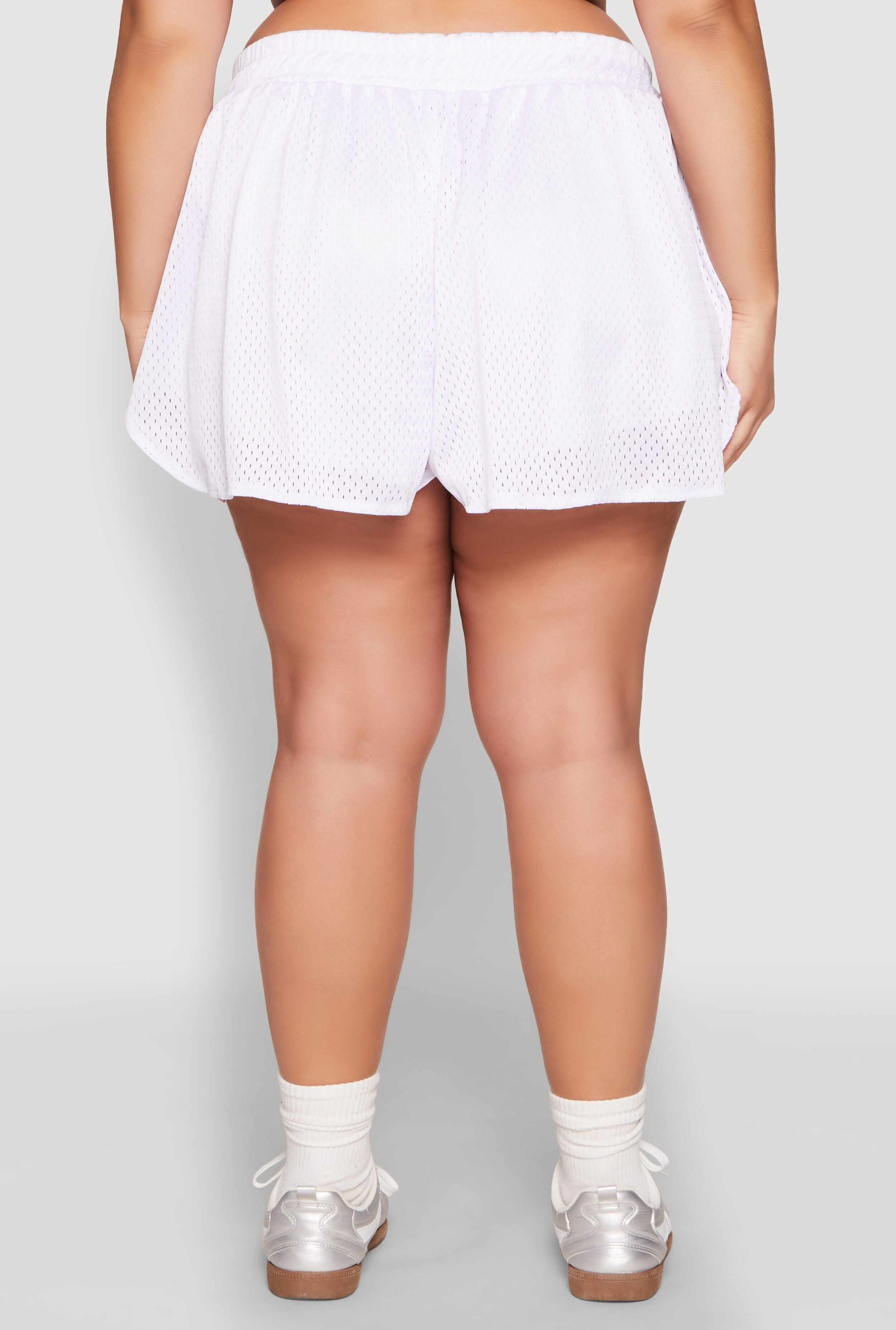 Plus Size Rhinestone Studded Jersey Mesh Shorts